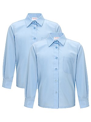 Non-Iron Long Sleeve Blouse, Blue, 2