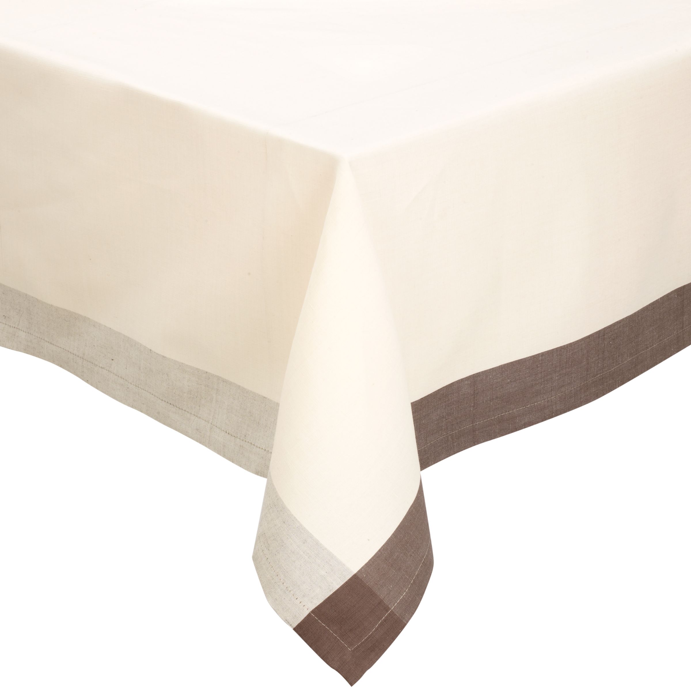 John Lewis Linen Cotton Tablecloths Cream Brown W160 x L250cm