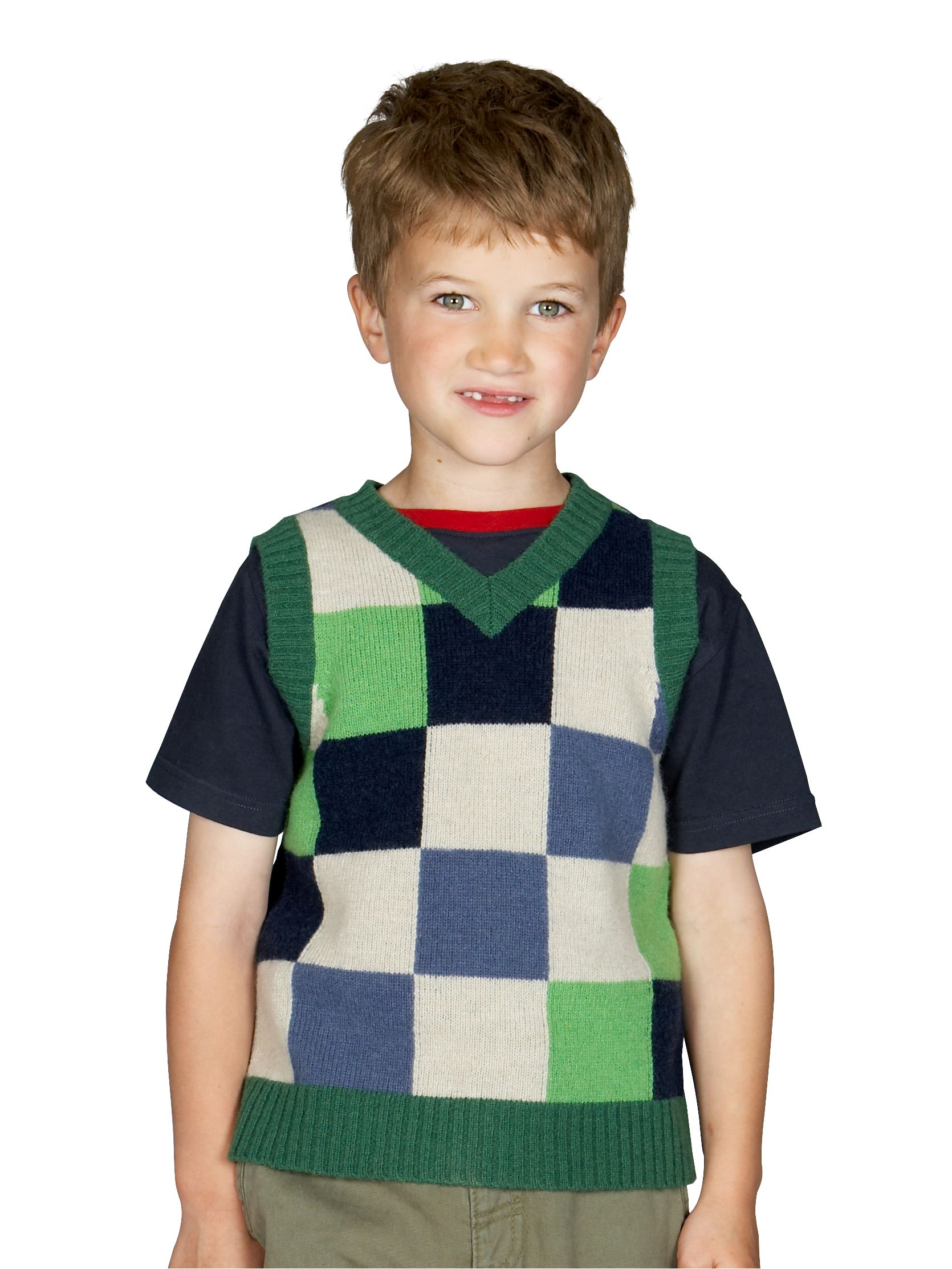 John Lewis Squares Tank Top, Green, 10-11 Years