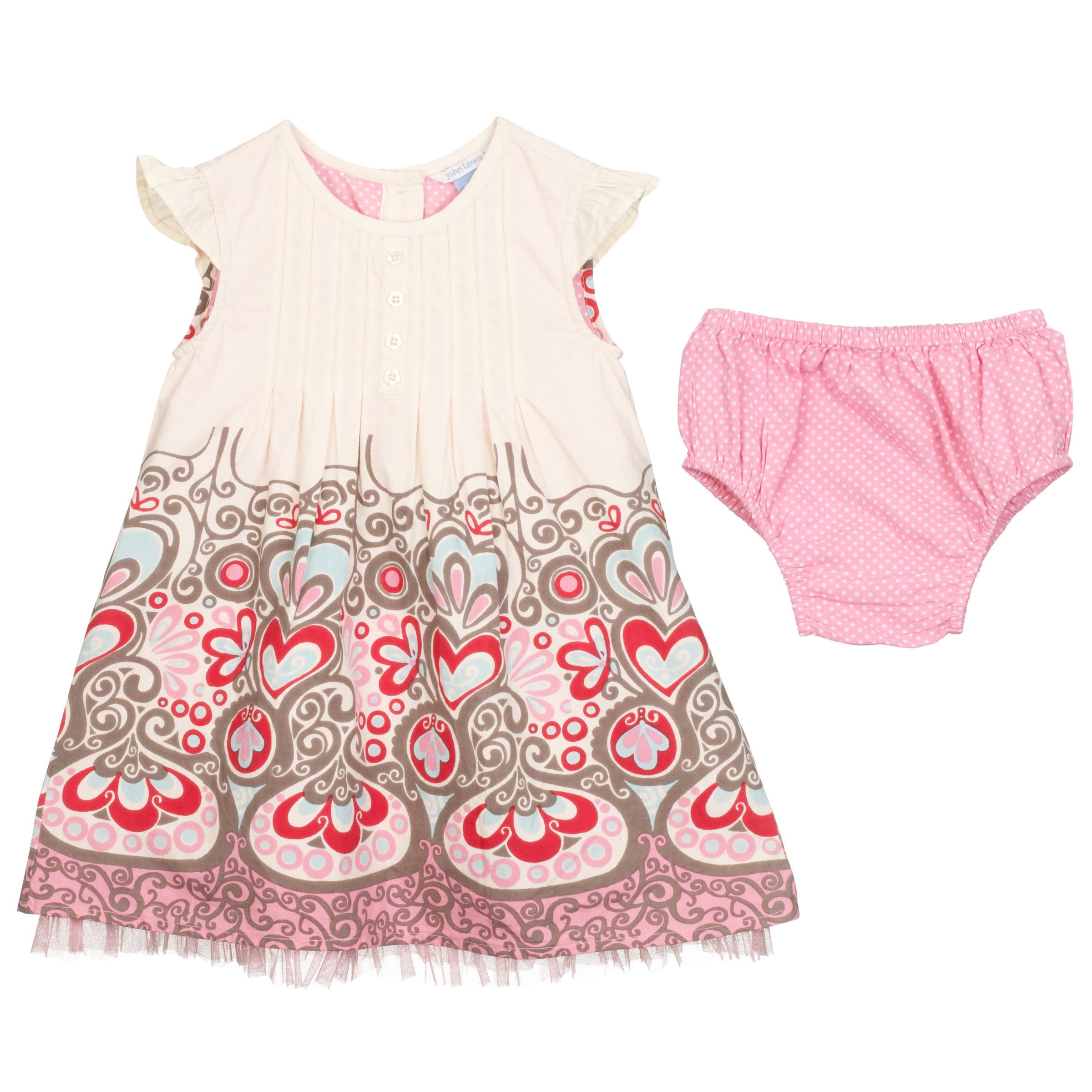 John Lewis Panel Print Dress, Pink, 12-18 Months