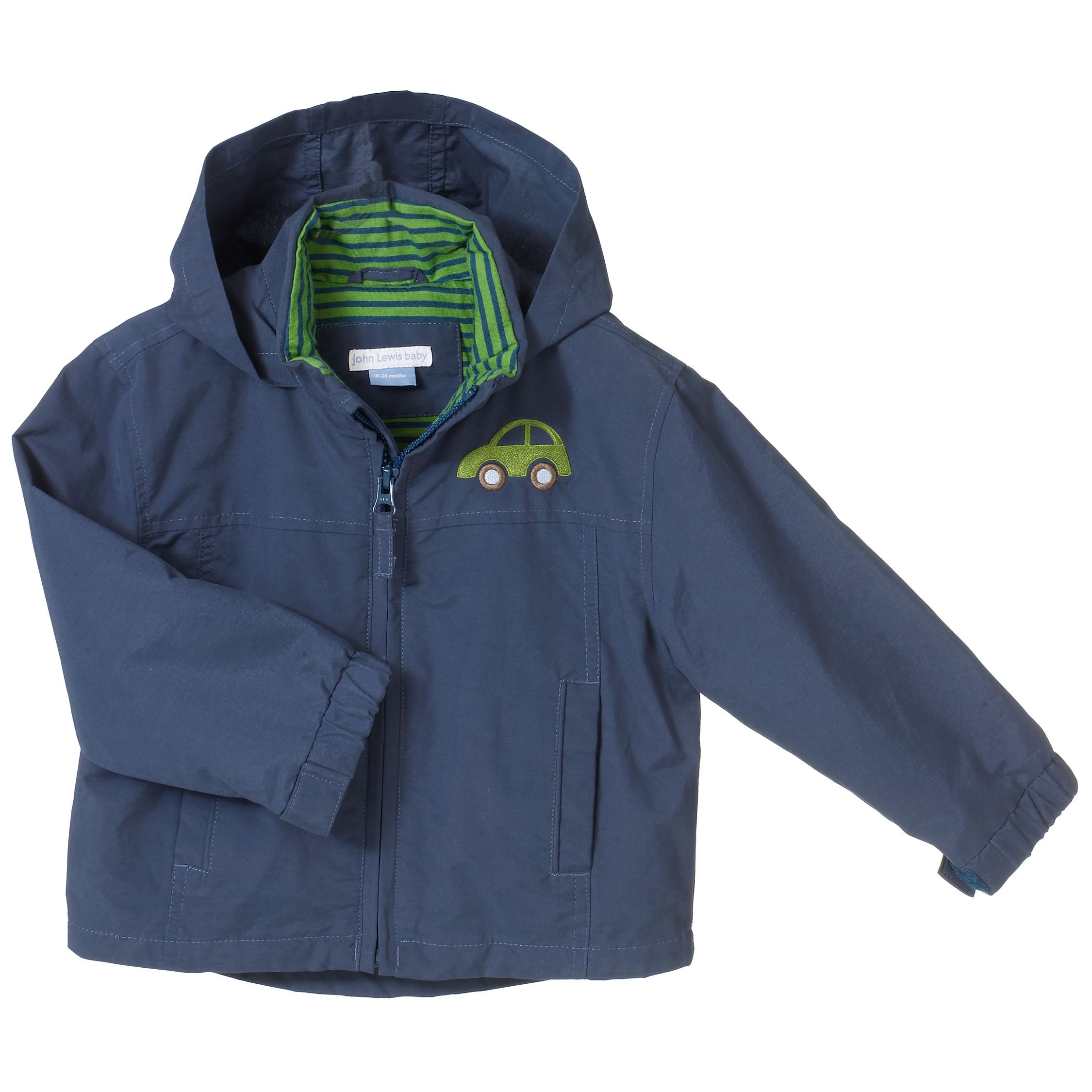 John Lewis Baby Stripe Lined Jacket Navy 36 Months