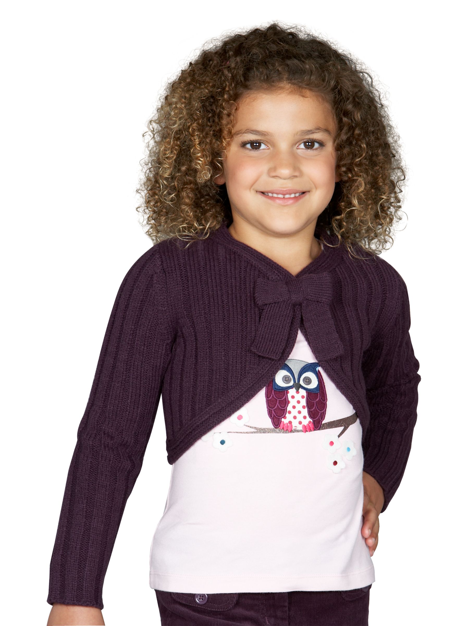 John Lewis Ribbed Bolero, Purple, 12-13 Years