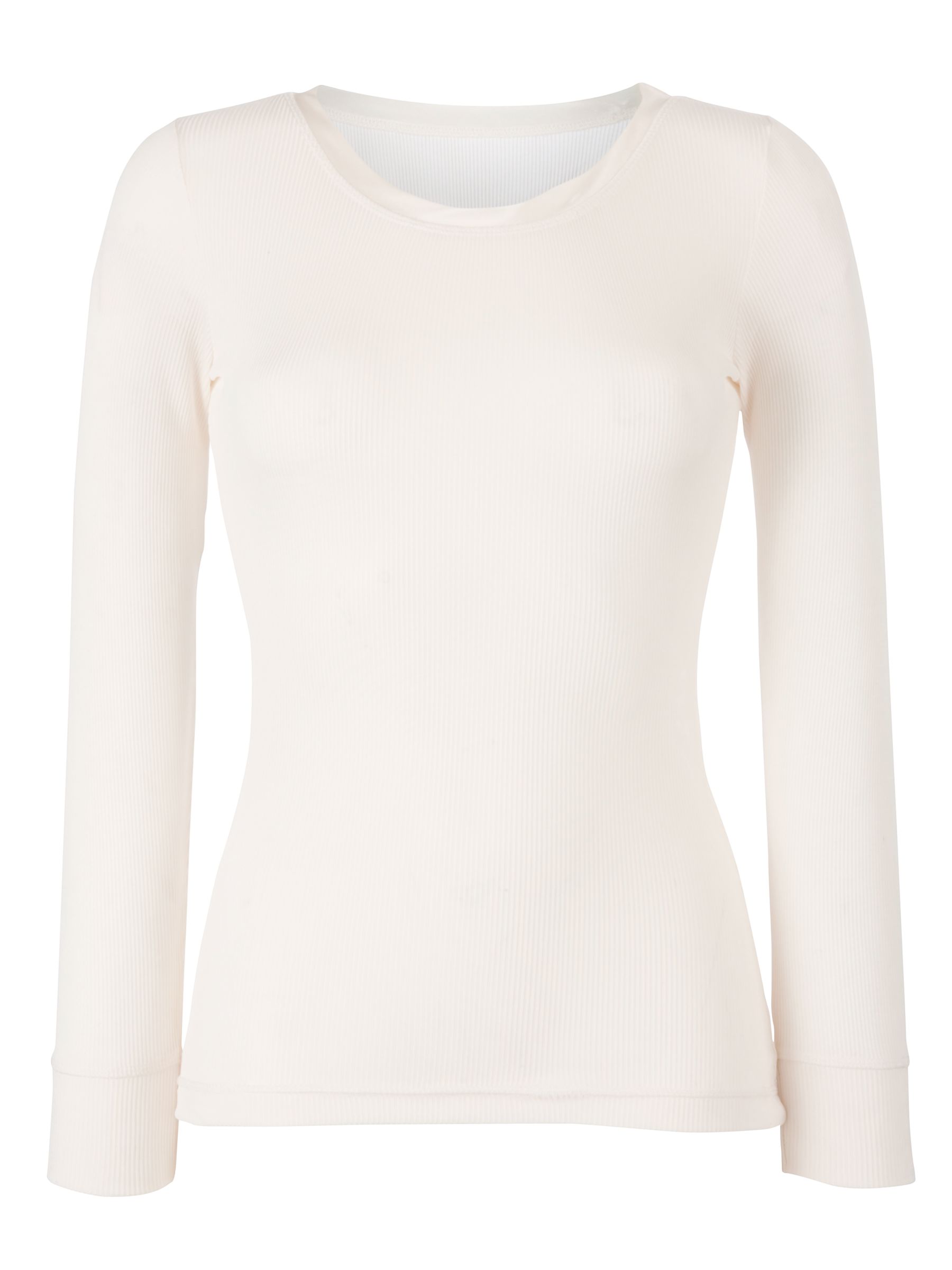 John Lewis Silk Thermal Long Sleeve Top Ivory Size SM