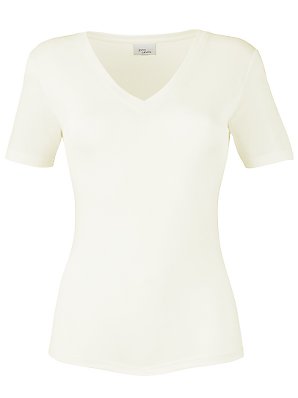 John Lewis Silk Thermal T-Shirt, Ivory, L/XL