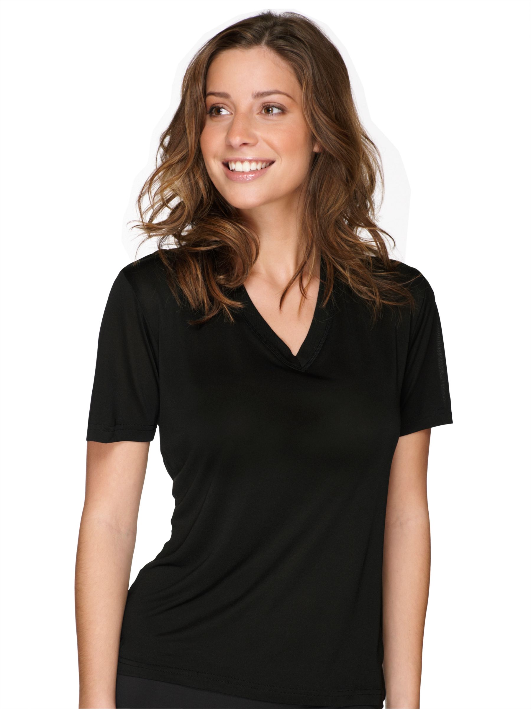 John Lewis Silk Thermal T-Shirt, Black