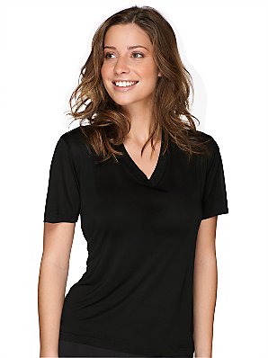 John Lewis Silk Thermal T-Shirt, Black, S/M