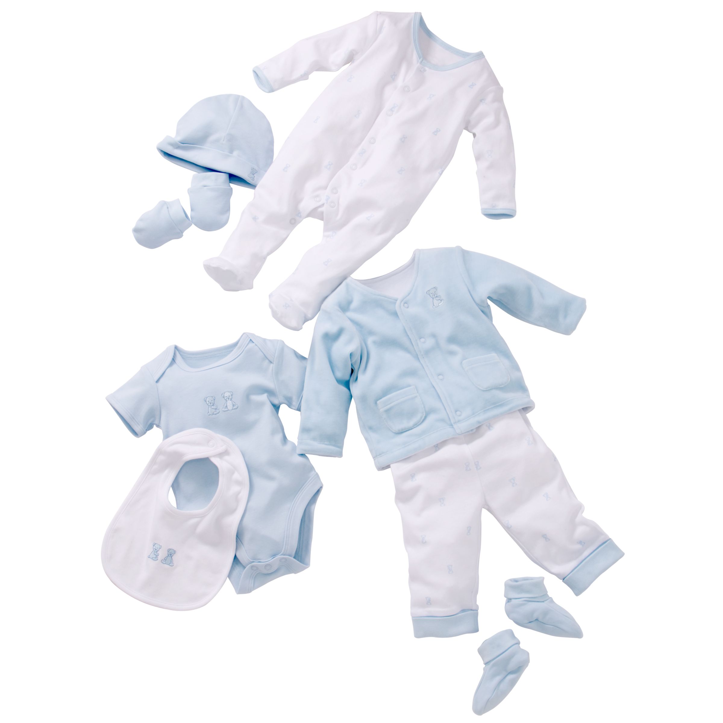 John Lewis 8 Piece Baby Gift Set White Blue Tiny Baby