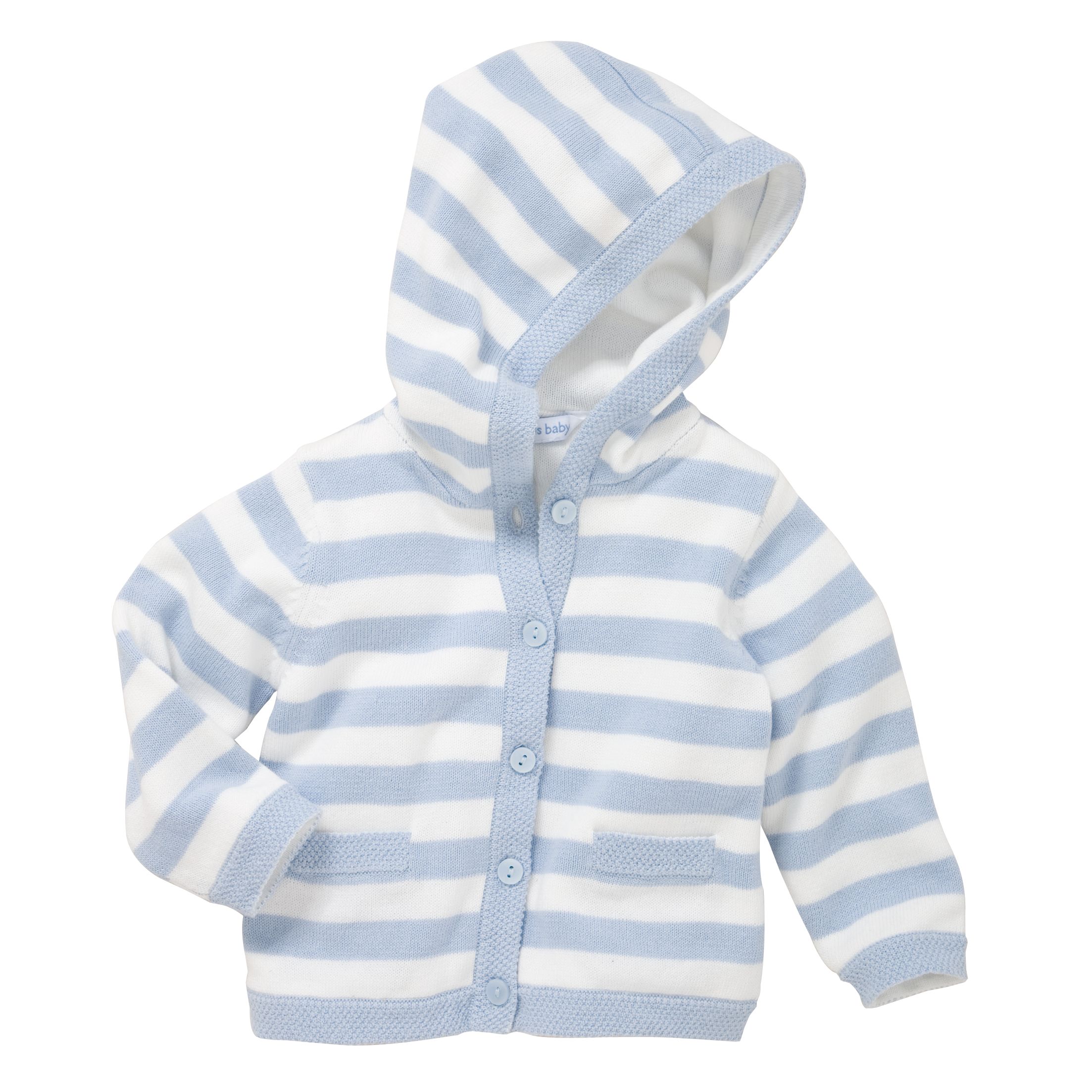 John Lewis Baby Striped Hooded Cardigan, Blue, 6-9 Months