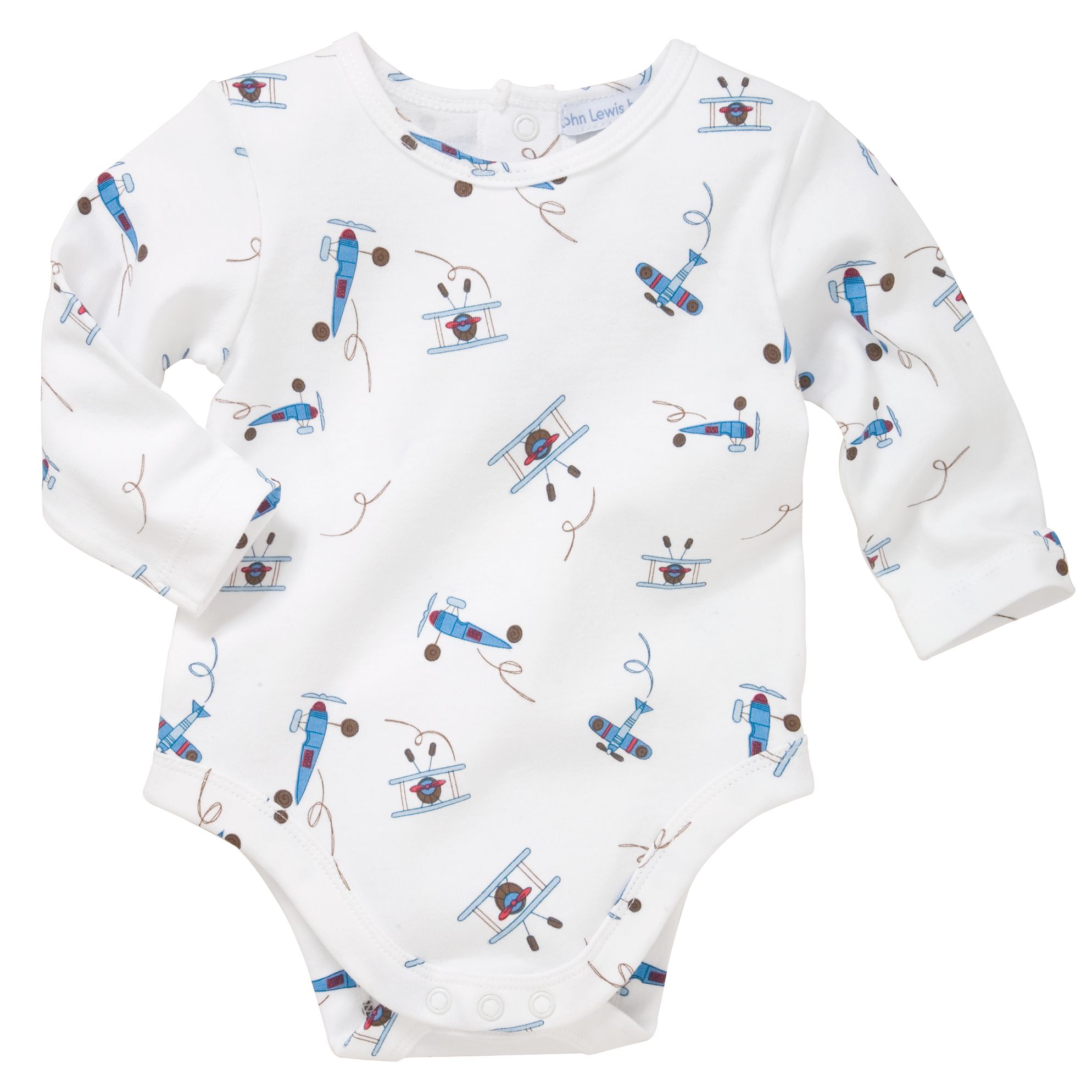 John Lewis Aeroplane Bodysuit, White, 9-12 Months
