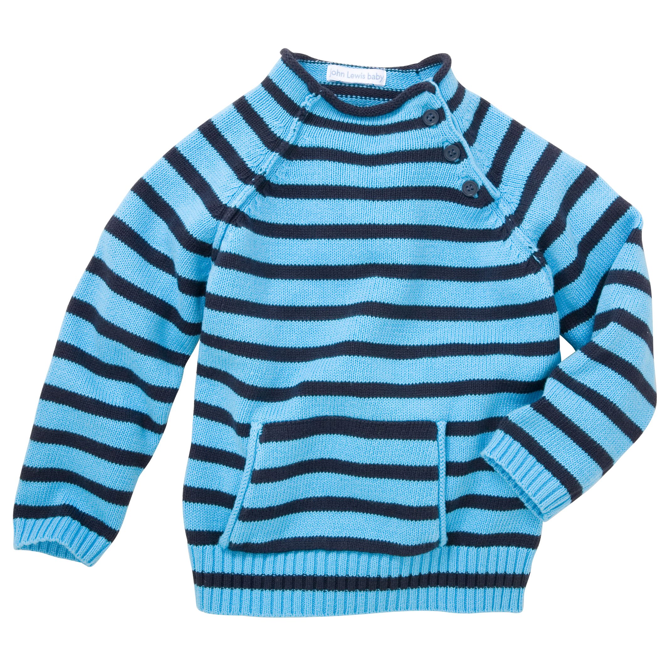 John Lewis Stripe Jumper, Blue, 9-12 Months