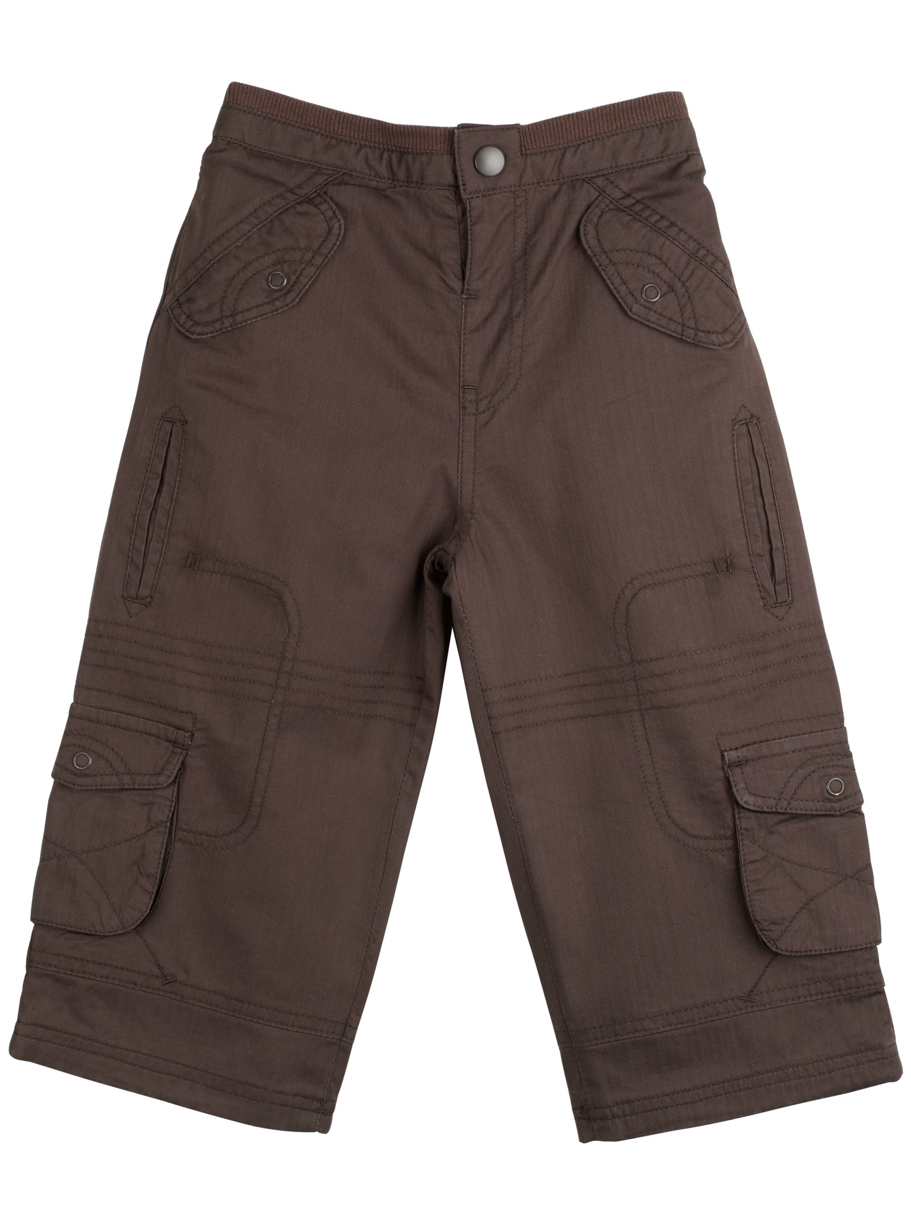 John Lewis Herringbone Trousers, Chocolate, 9-12 Months