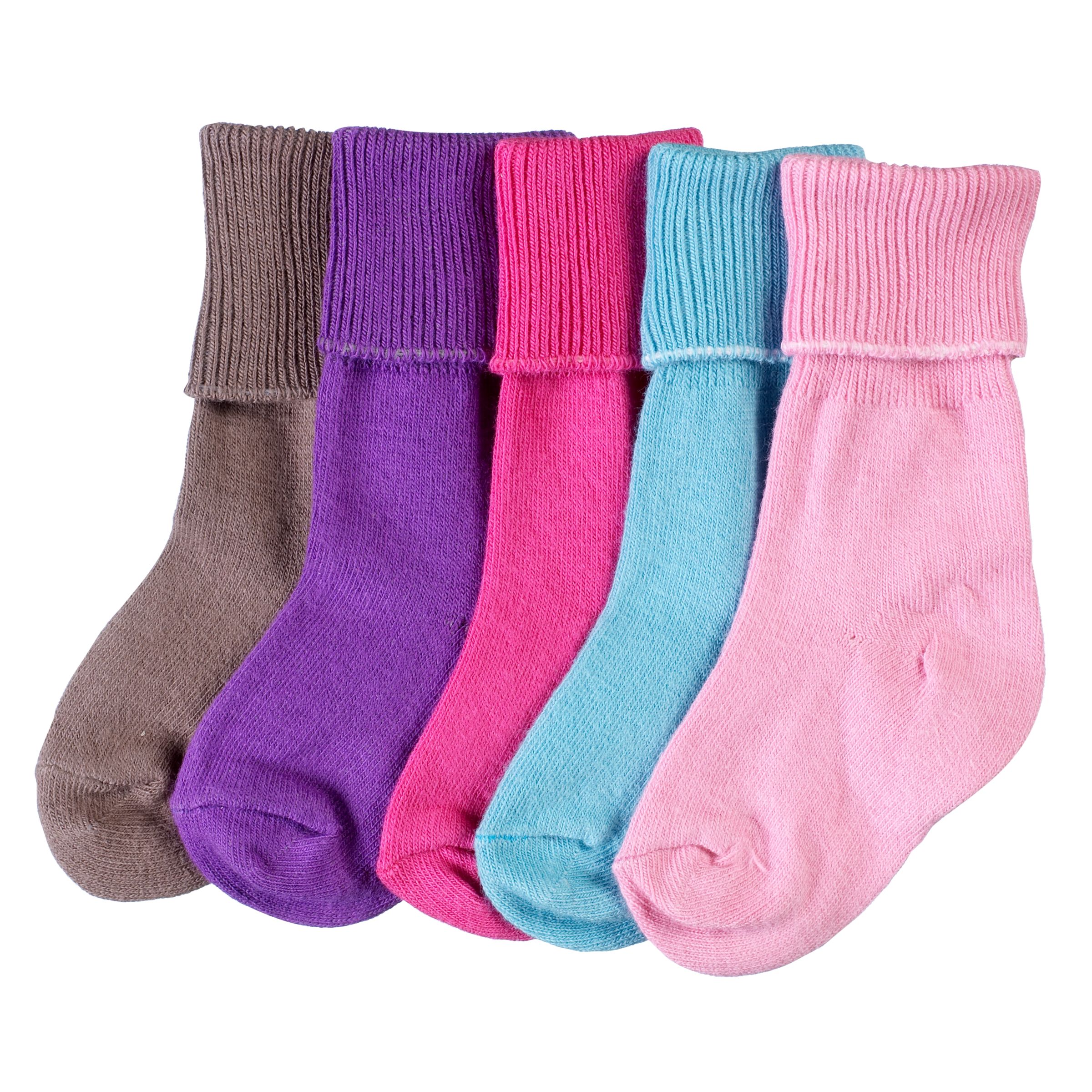 John Lewis Roll Top Socks, Pack of 5, Multicoloured, 2-3 Years