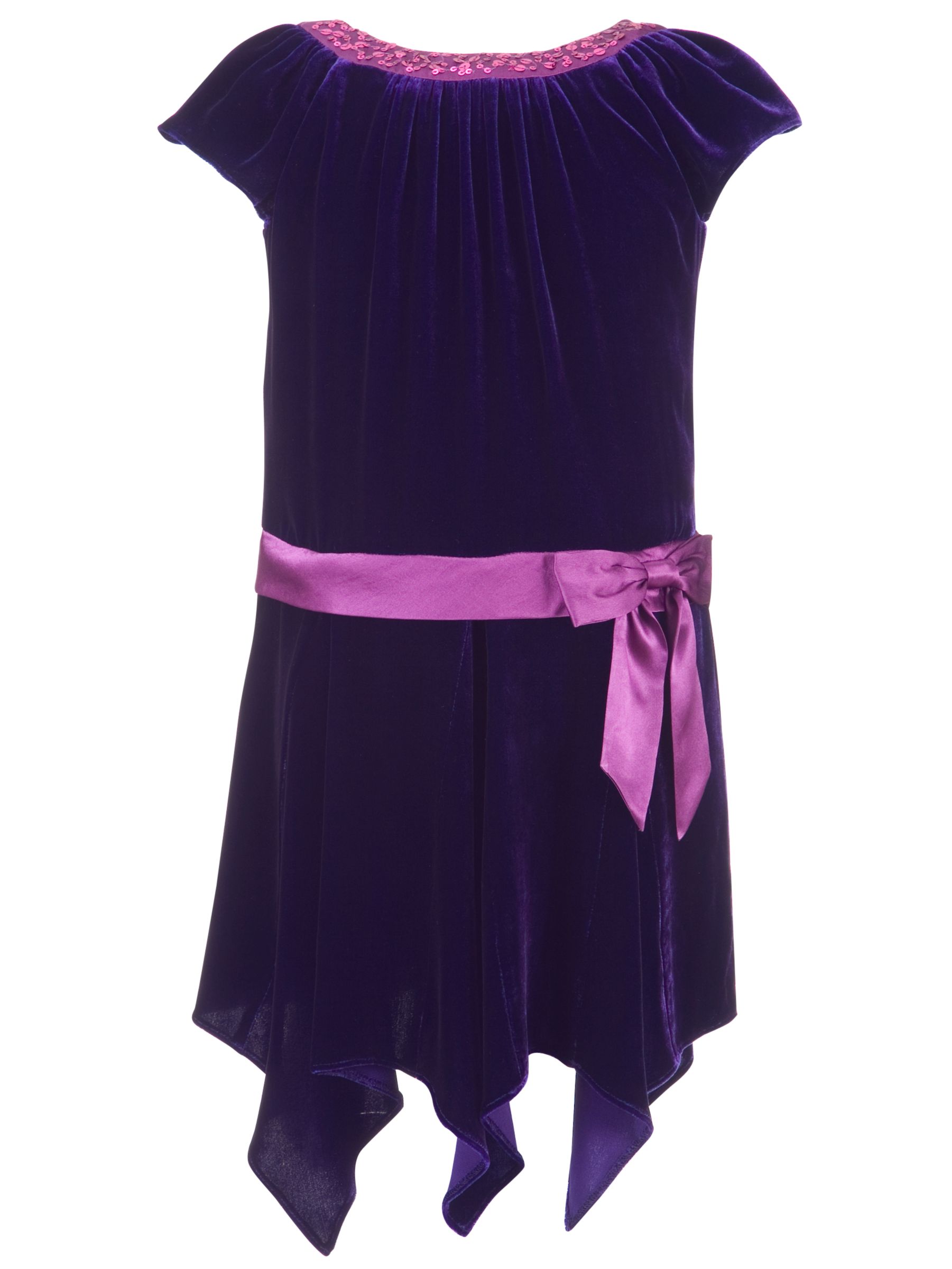 John Lewis Velvet Dress, Purple, 2-3 Years