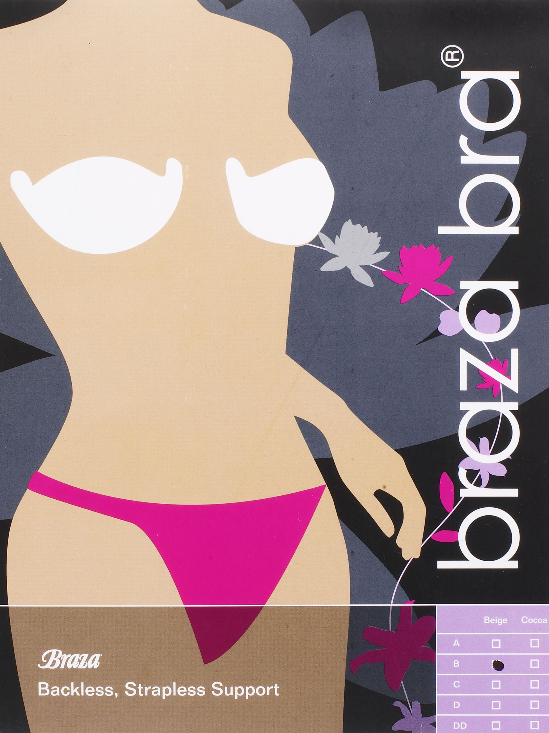 Braza Backless Strapless Self Adhesive Bra 5 Pair Pack Beige Size D