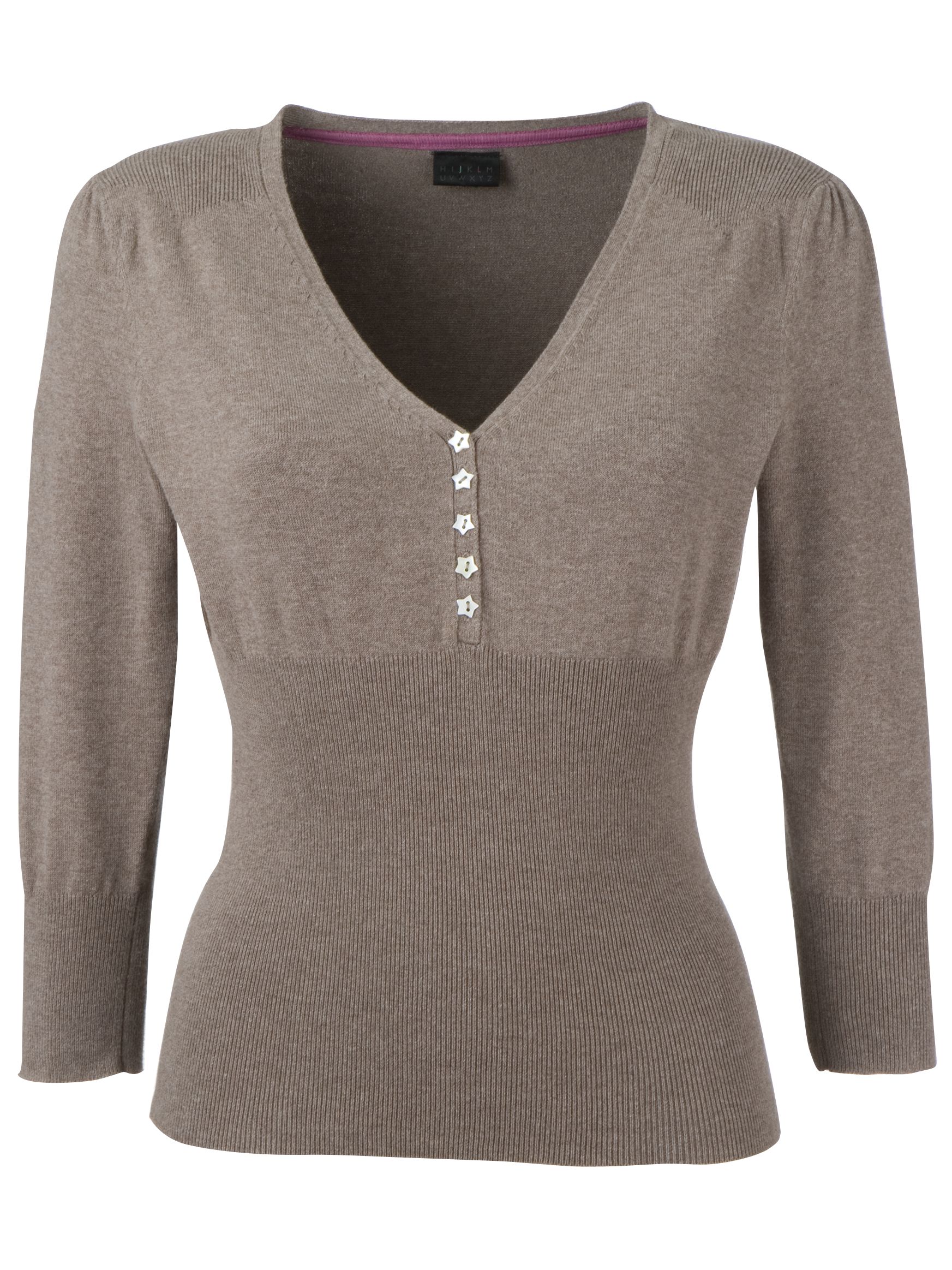 JL Deep Ribbed V-Neck Jumper, Mole, Small