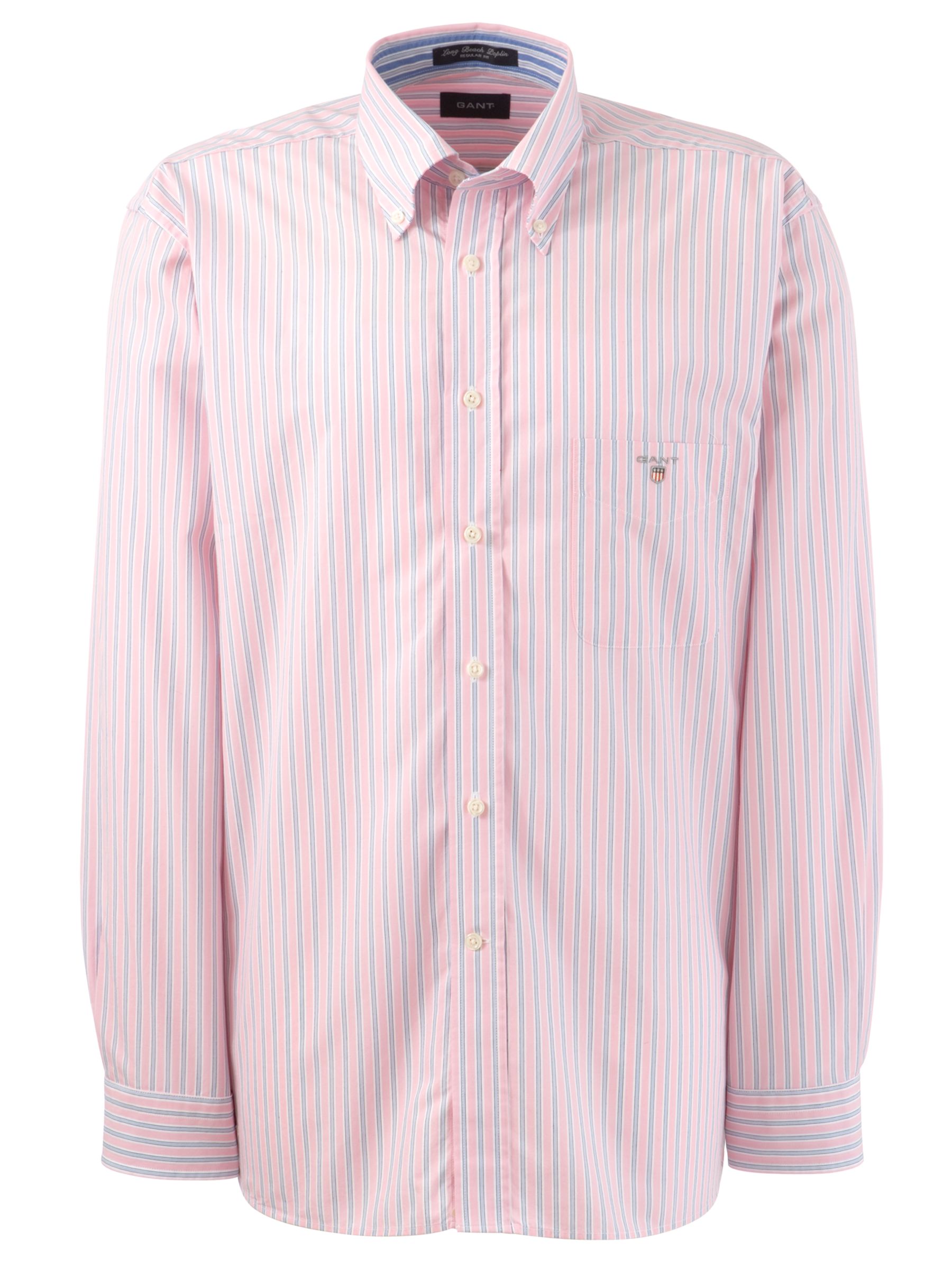 Gant Long Beach Stripe Oxford Shirt, Pink, Medium