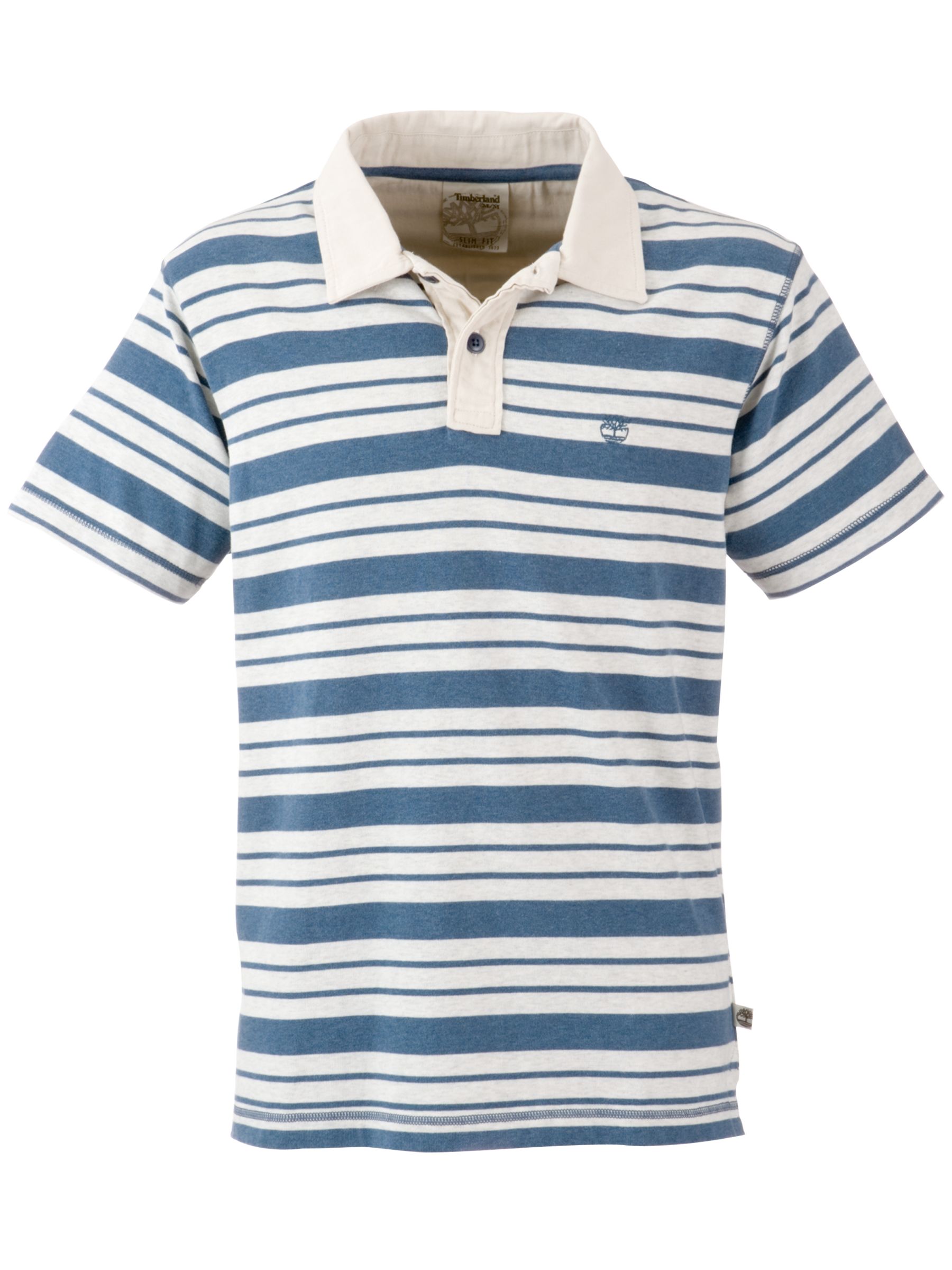 Timberland John Organic Jersey Stripe Polo Shirt, Blue, Medium