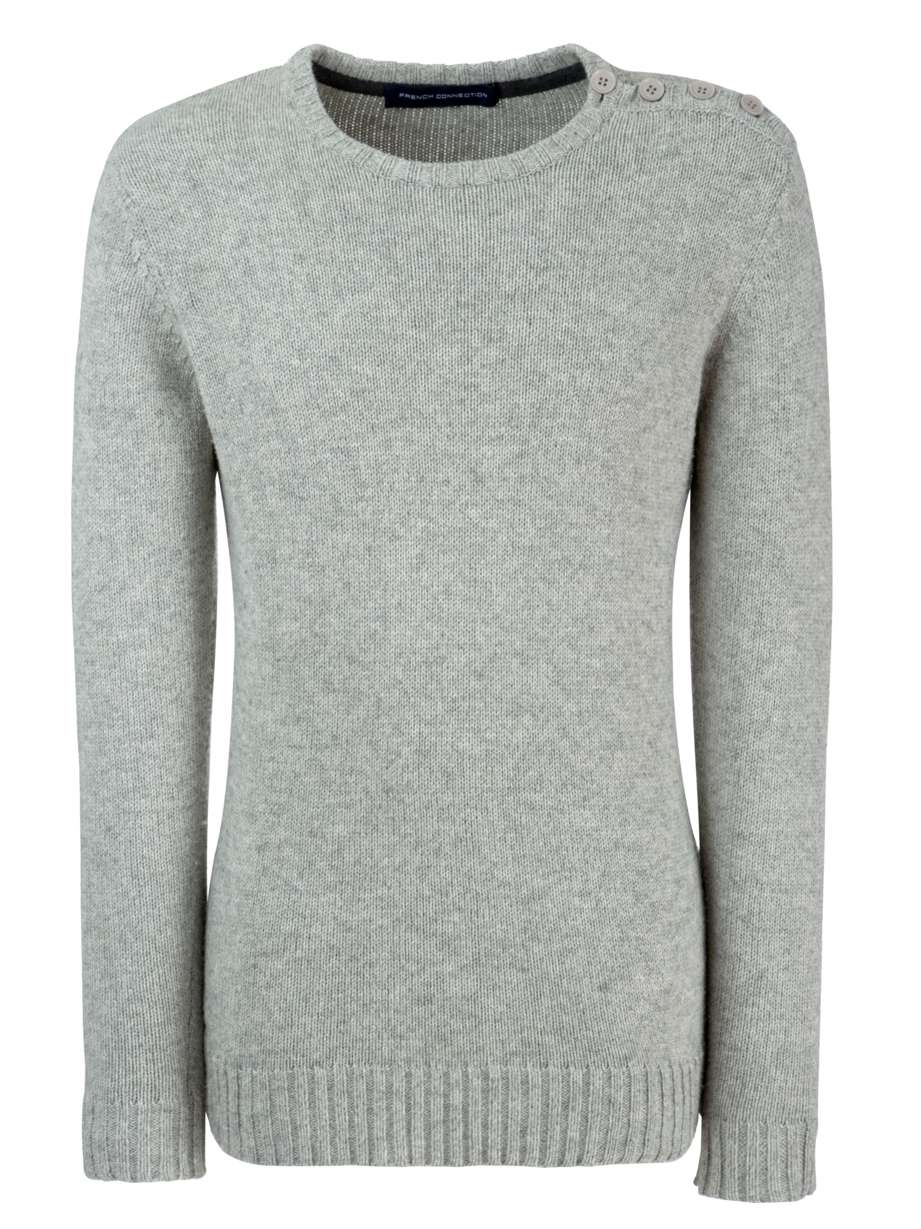 French Connection Shoulder Button Knit, Grey, Medium