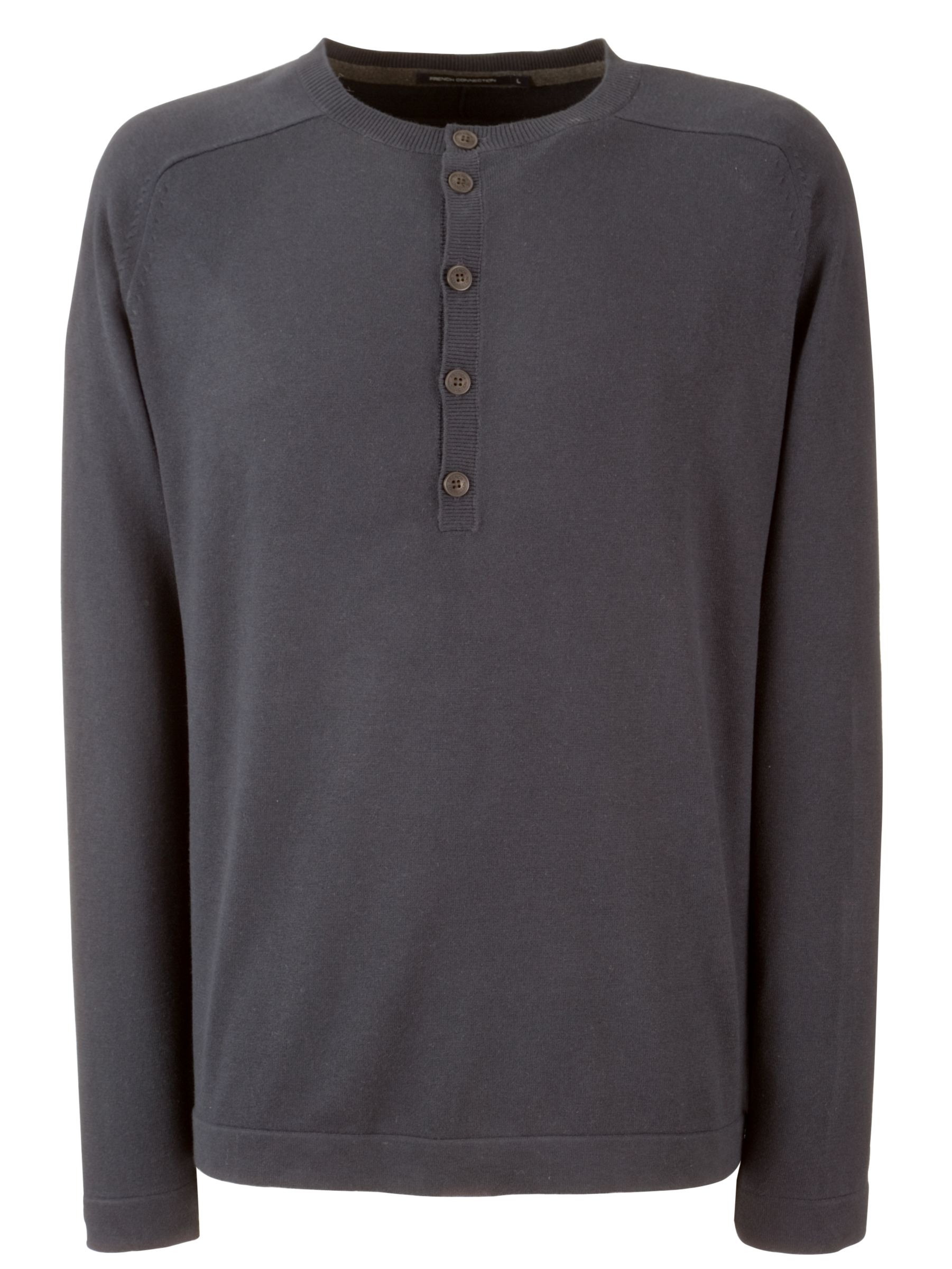 French Connection Button Knit Jumper, Blue, Extra Large