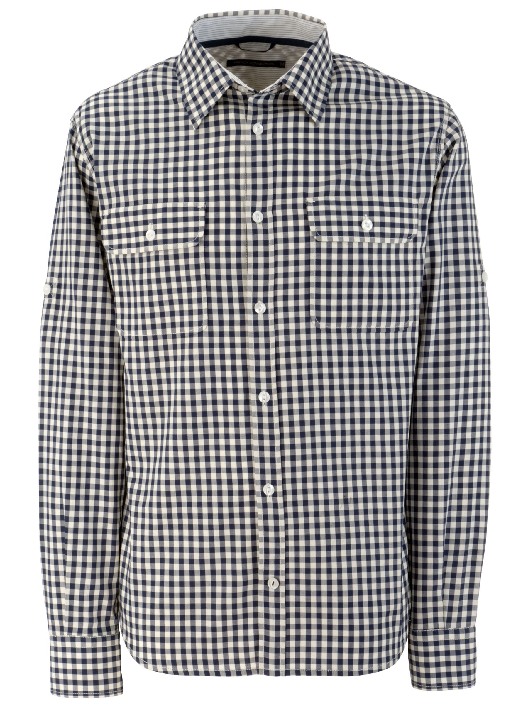 French Connection Hudson Check Shirt, White/Navy, Medium