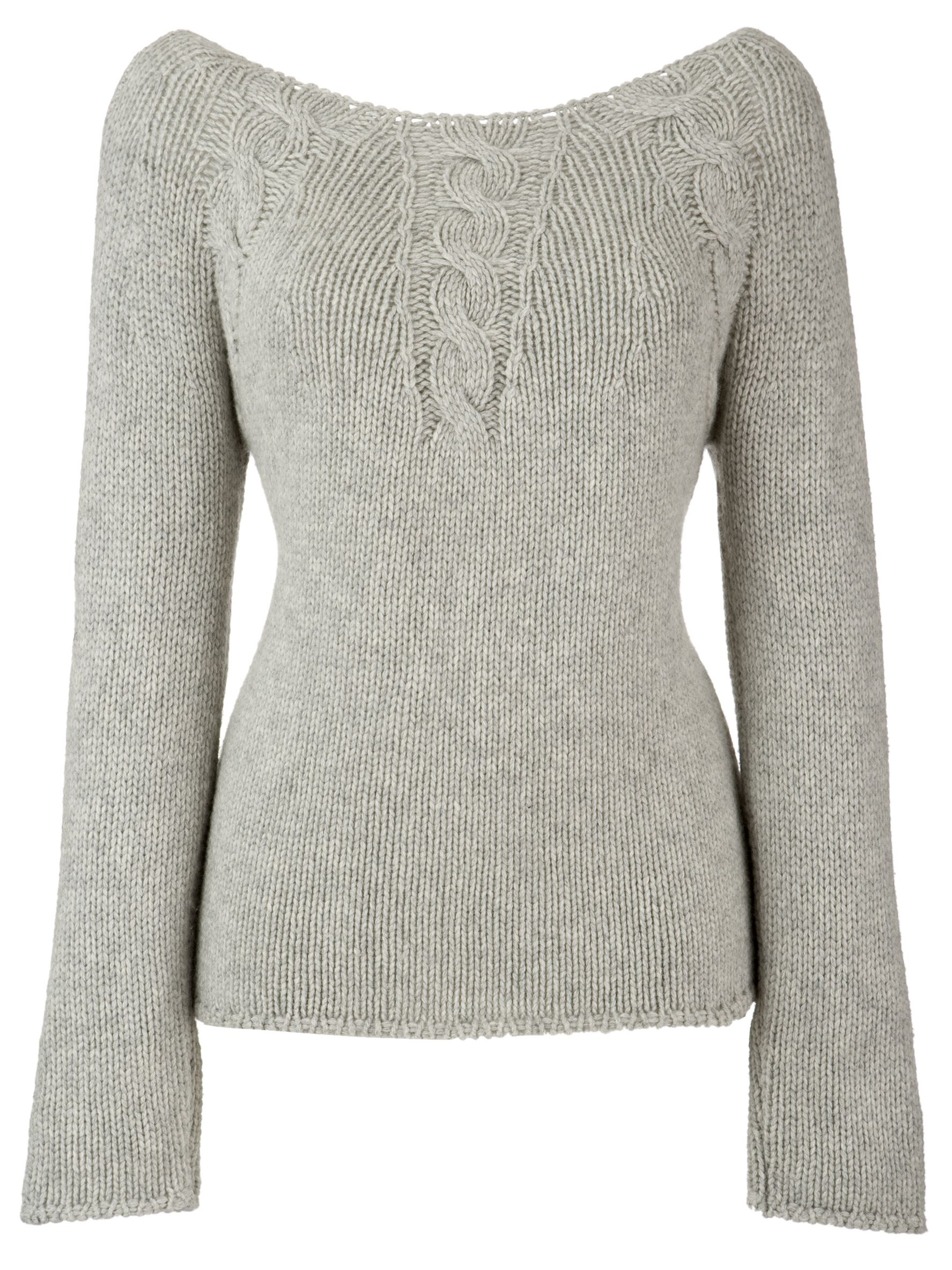 Johnstons for John Lewis Cable Knit Cashmere Jumper, Grey, Large