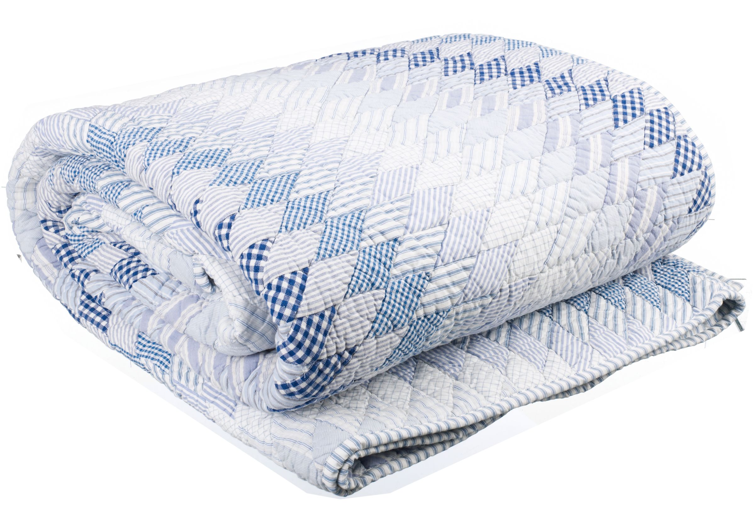 John Lewis Vermont Patchwork Bedspread Blue White W200 x L260cm