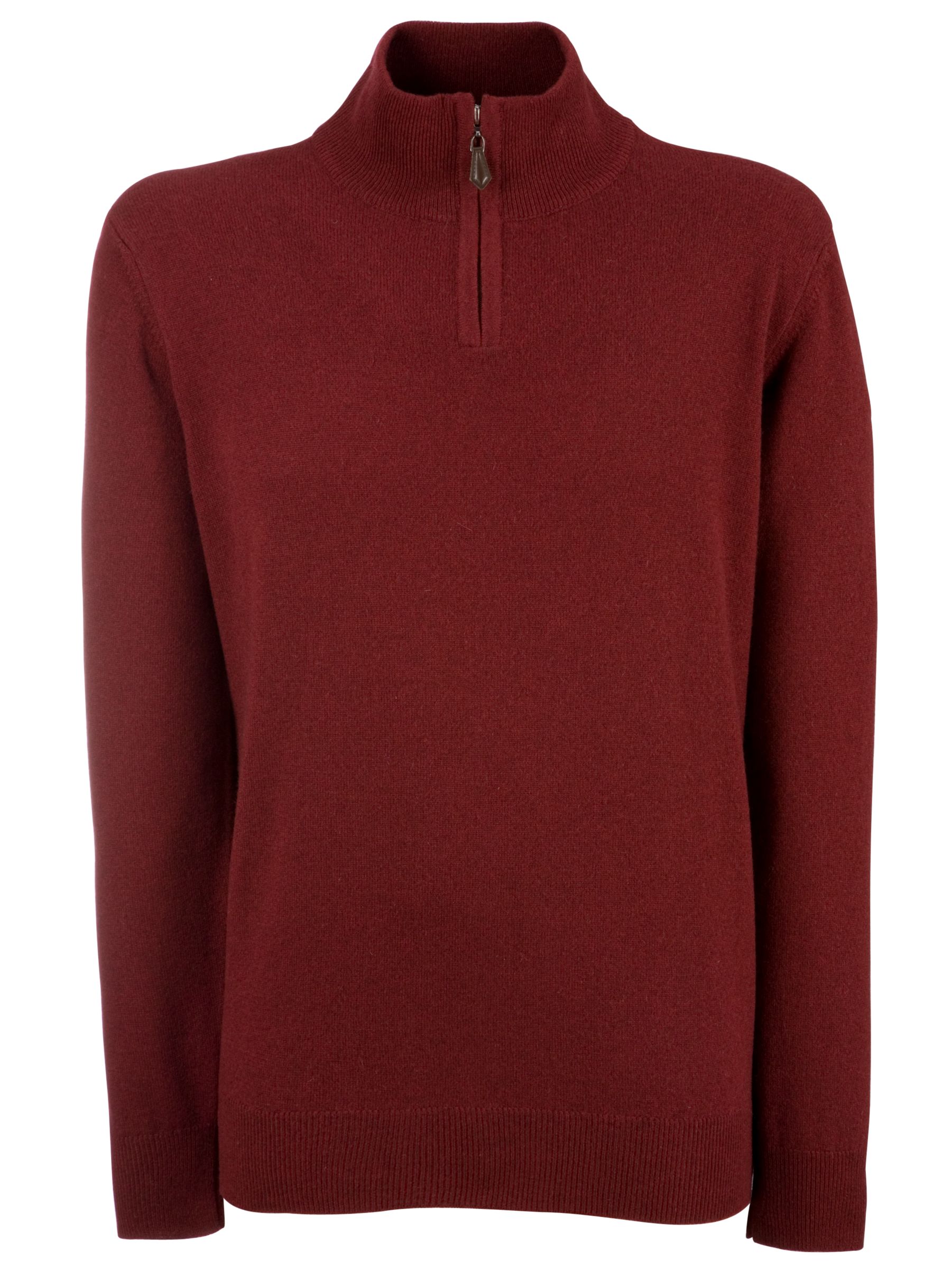 John Lewis Contrast Cashmere Zip Neck Jumper Red Extra Extra Large