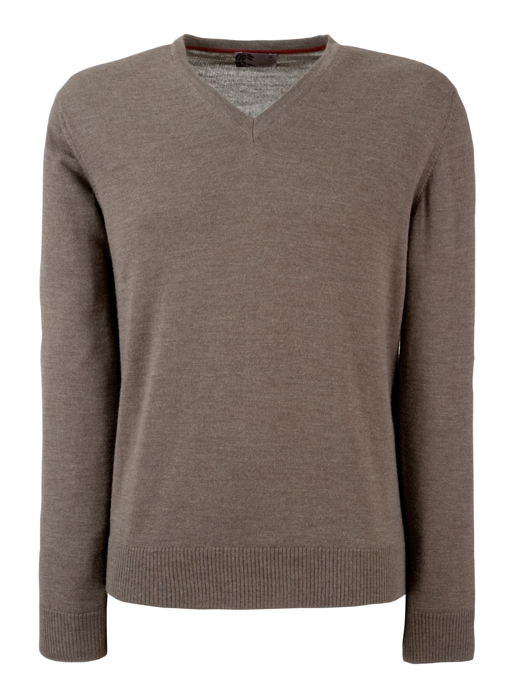 John Lewis Merino Wool V Neck Jumper, Brown, Medium