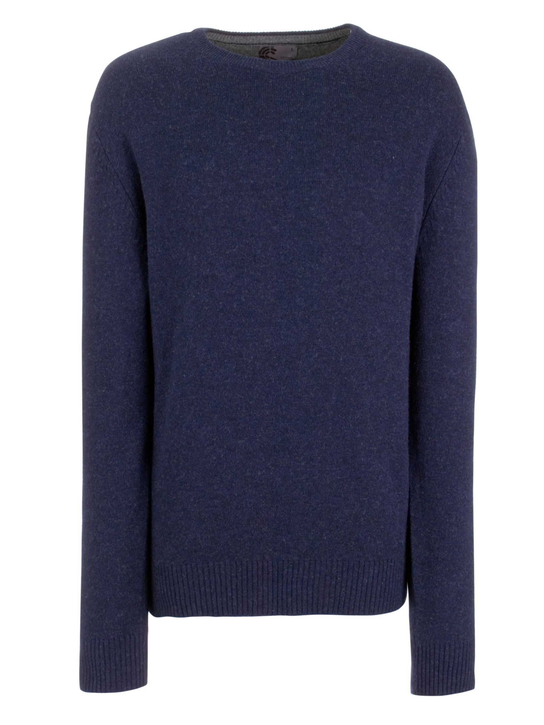 John Lewis Merino/Cashmere Mix Crew Neck Jumper, Navy, Medium