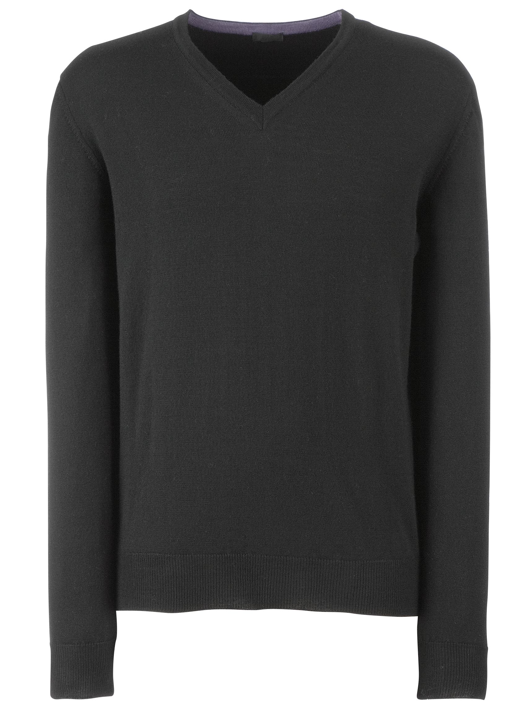 JL Merino Wool V-Neck Jumper, Black, Medium