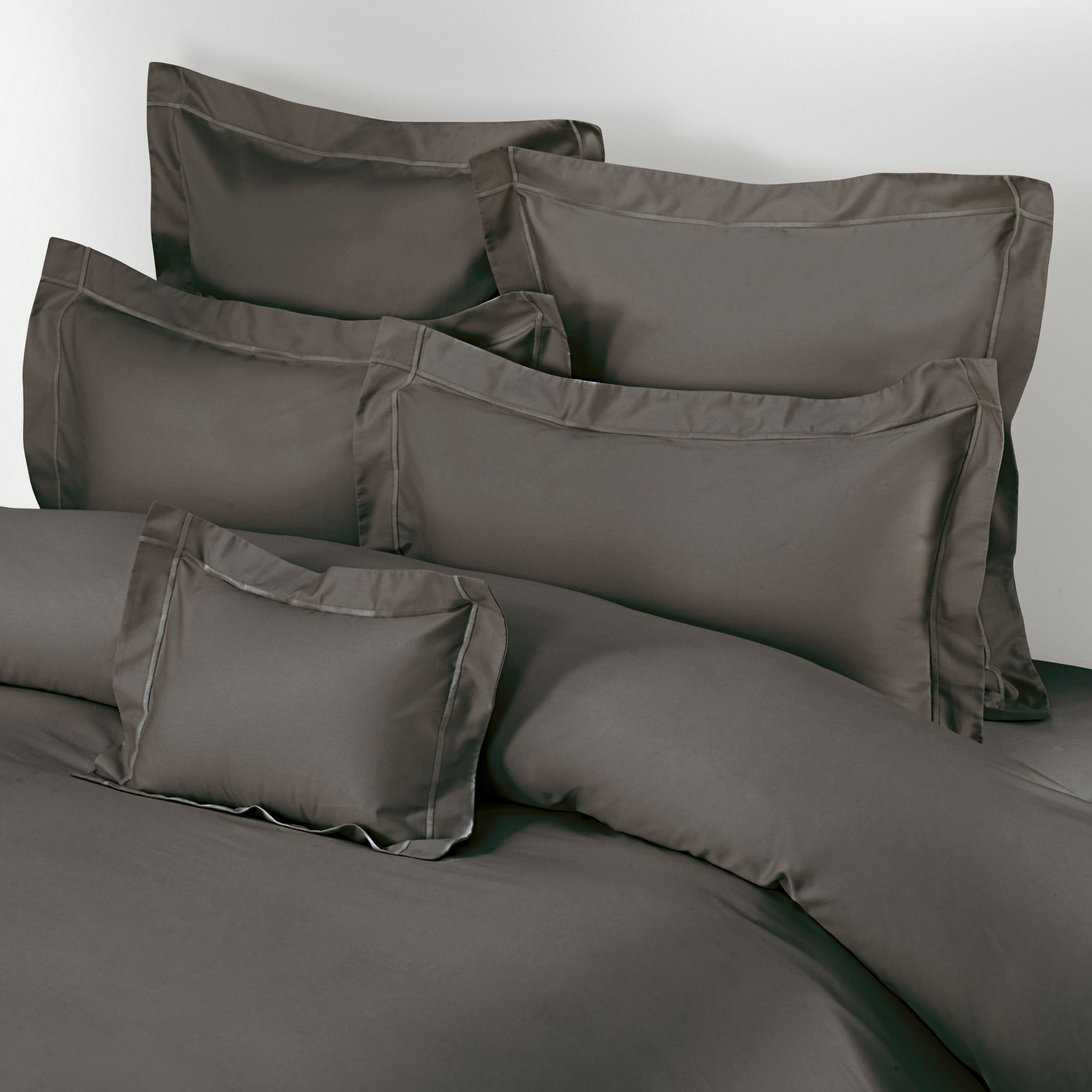 John Lewis 400 Thread Count Satin Stitch Pillowcases, Peat