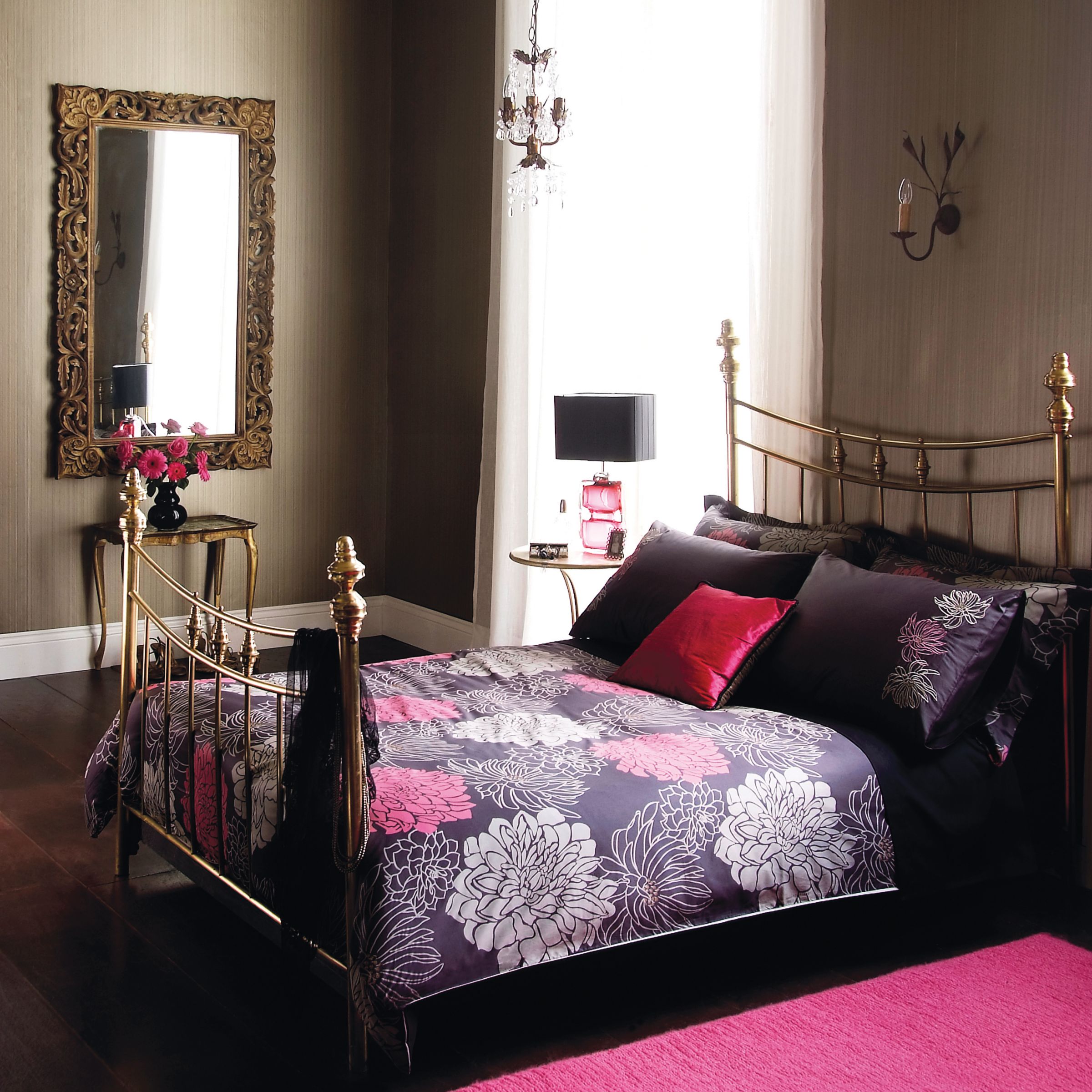 Harlequin Divine Duvet Covers, Black and Pink