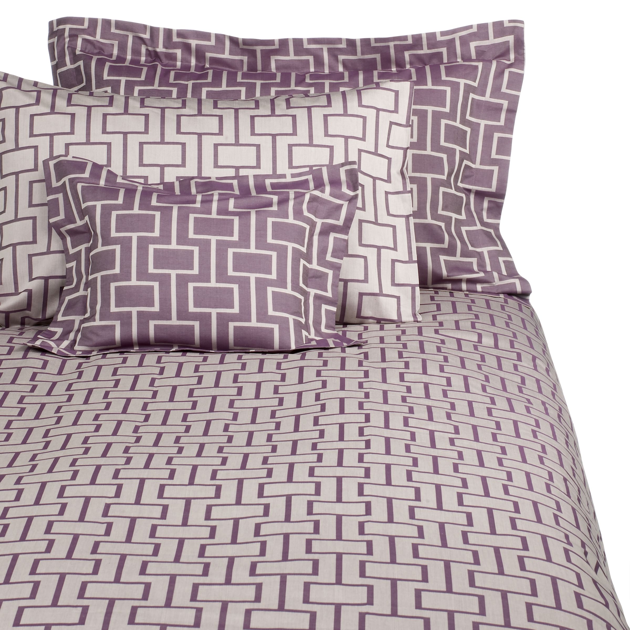 John Lewis Geometric Pillowcases, Purple