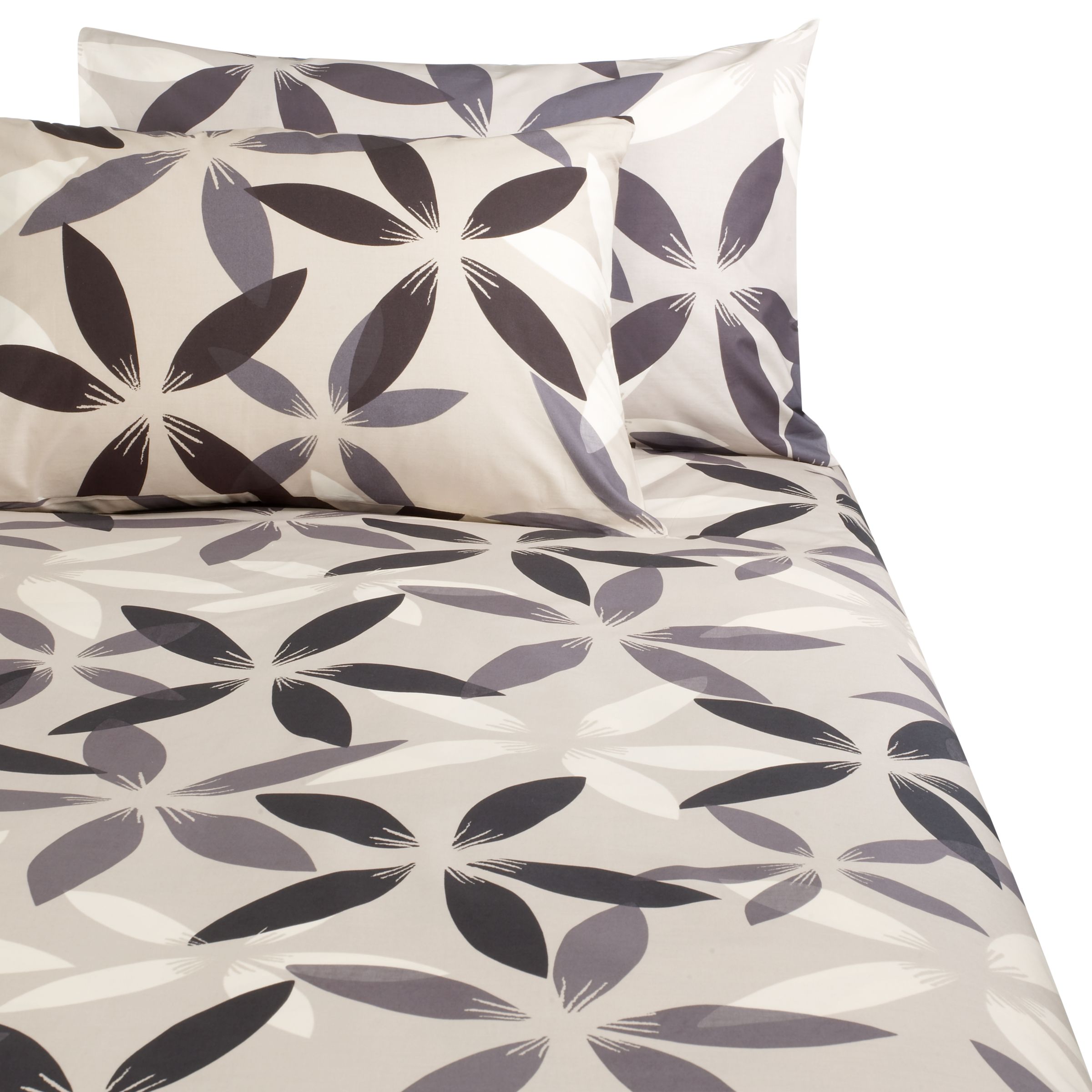 John Lewis Clematis Duvet Cover, Grey, Super