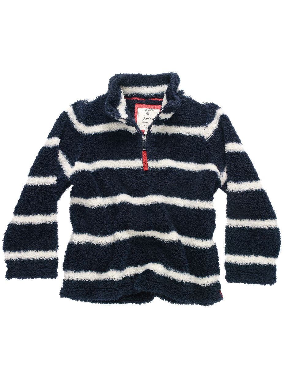 Joules Stripe Cuddle Fleece, Navy/White, Age 7
