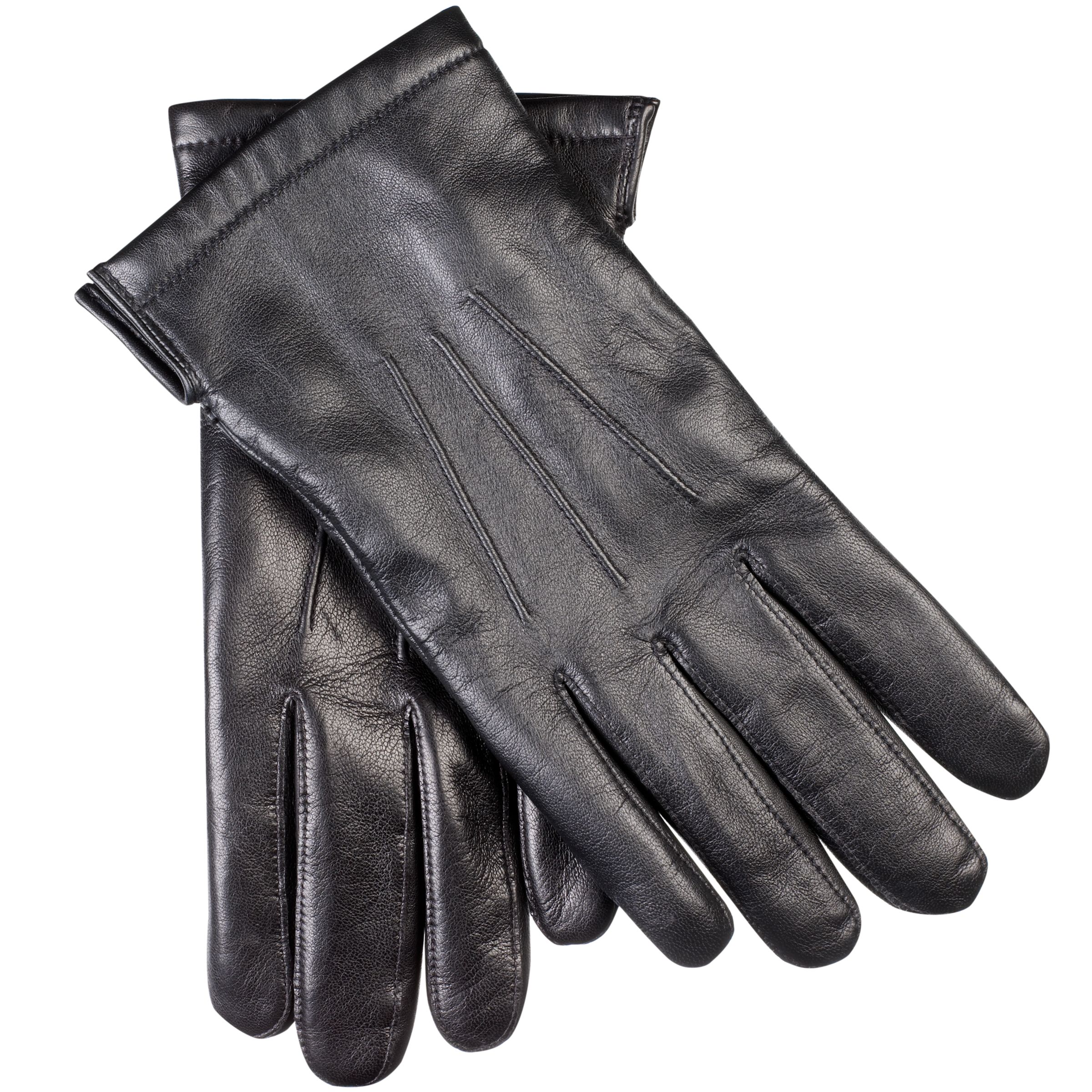 John Lewis Premium Silk Lined Leather Gloves Black Extra Large
