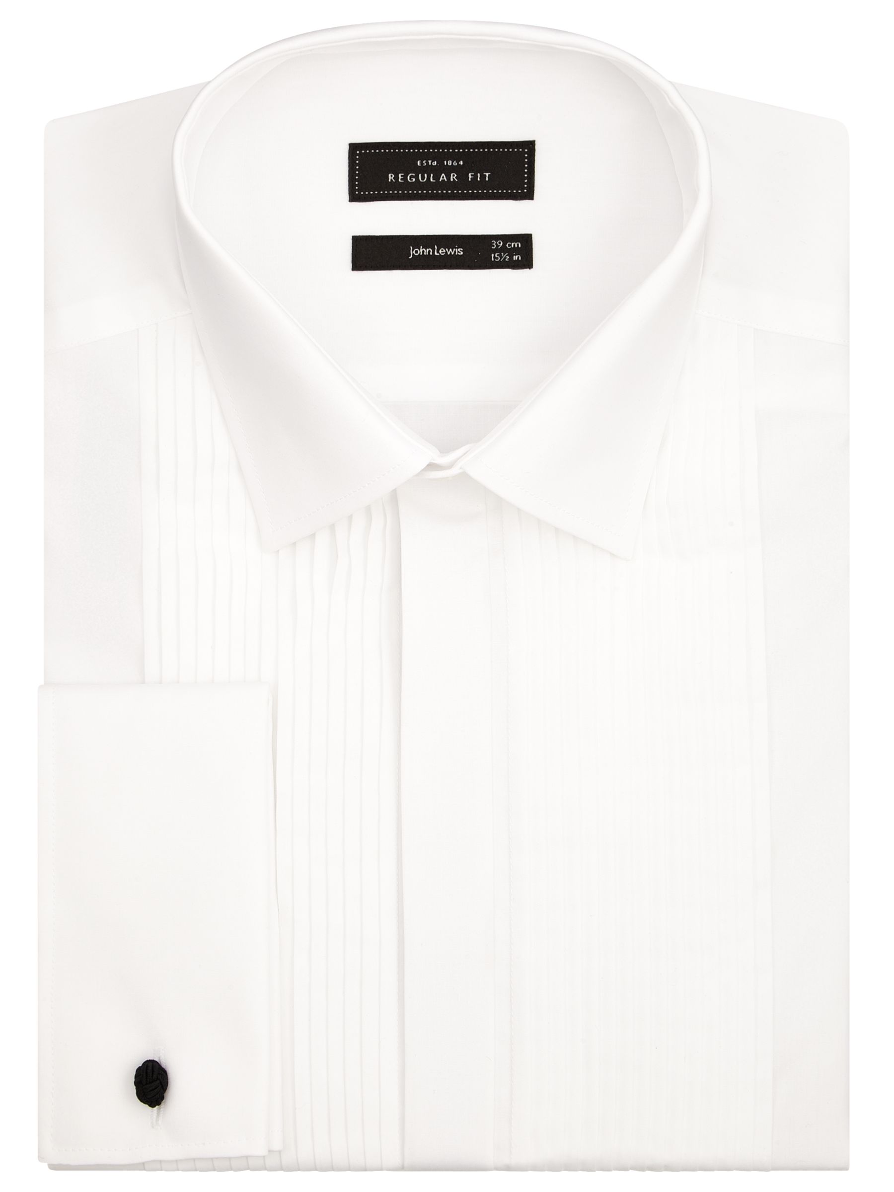 John Lewis Pleated Front Point Collar Dress Shirt  White  15