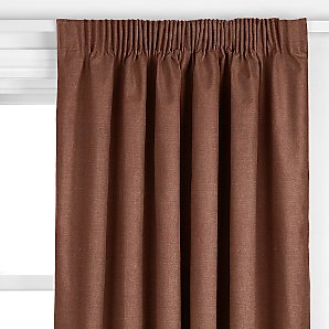 John Lewis Plain Silk Pencil Pleat Curtains, Chocolate,