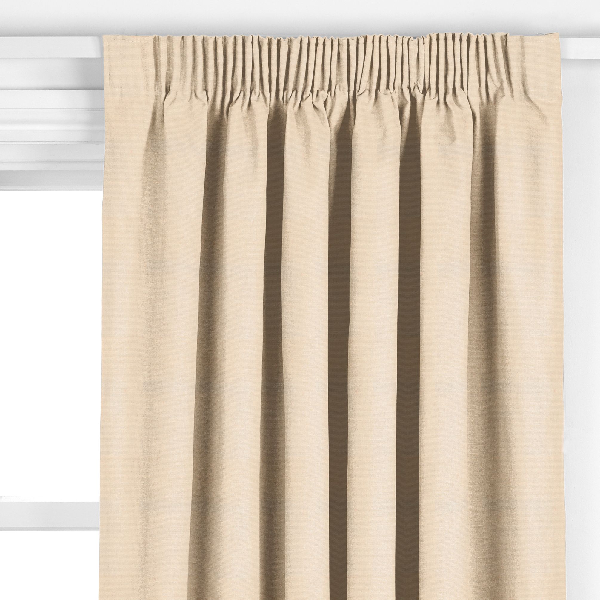 Plain Silk Pencil Pleat Curtains, Champagne,