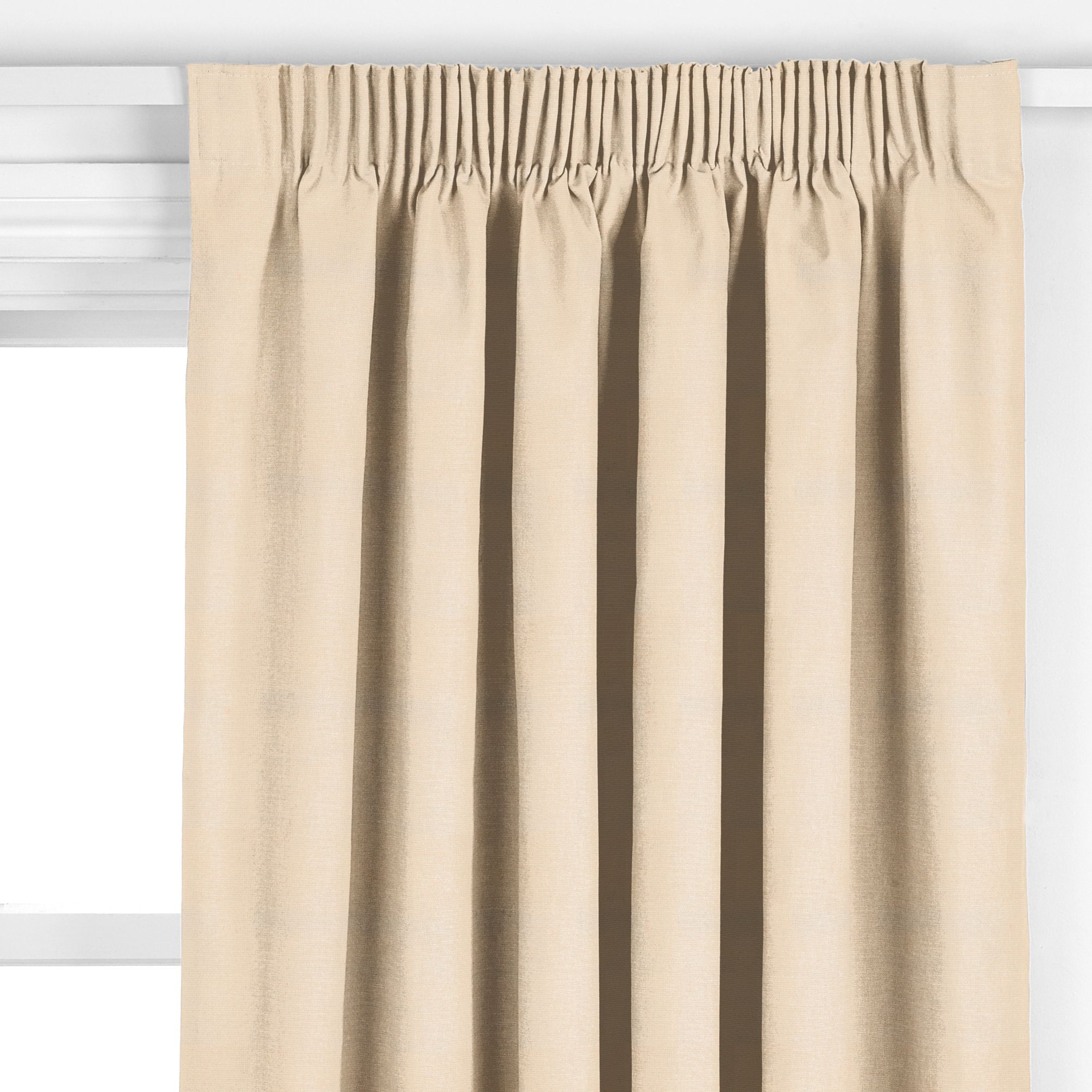 John Lewis Plain Silk Pencil Pleat Curtains, Champagne,