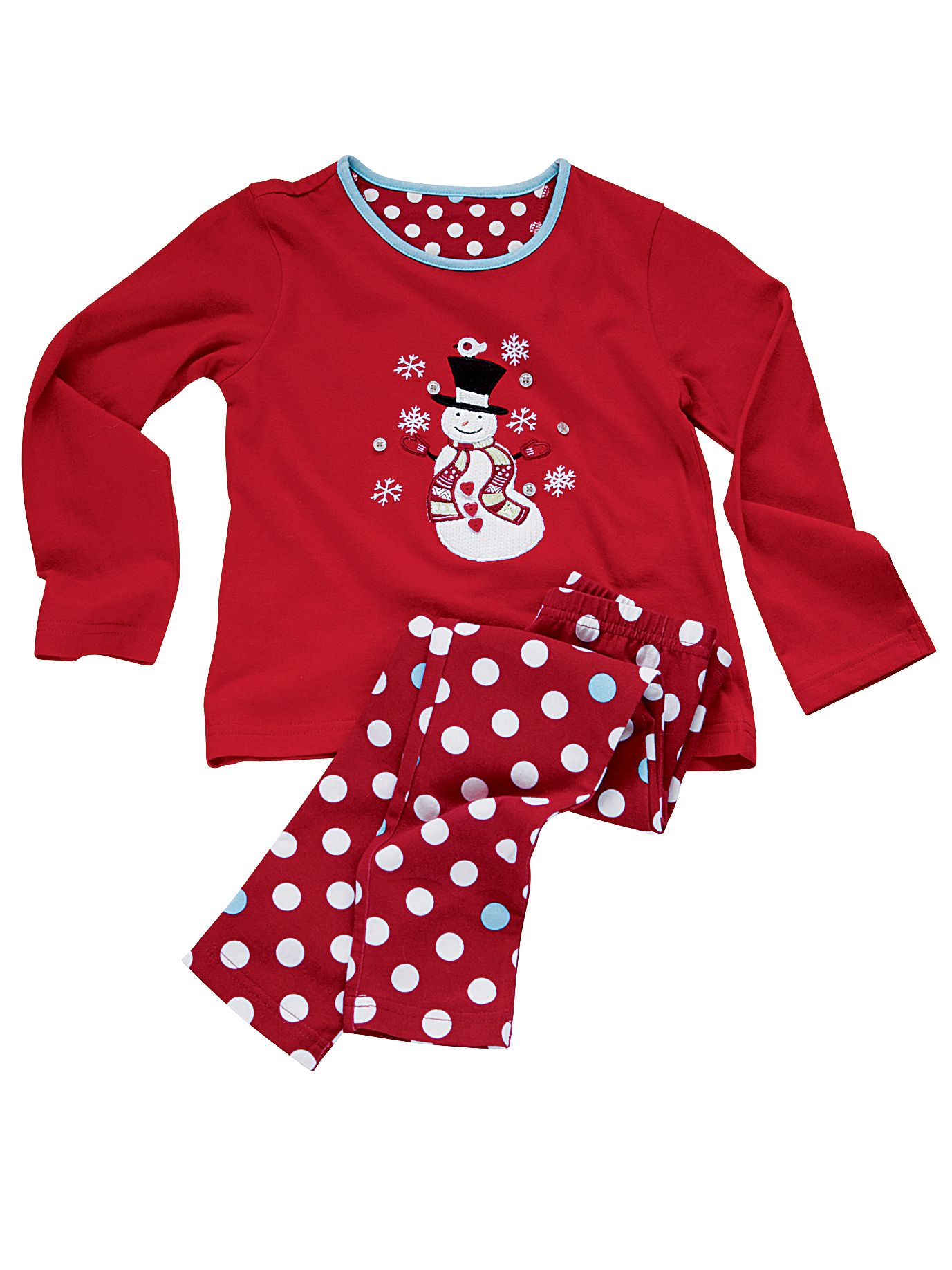 John Lewis Snowman Pyjamas, Red, 2-3 Years