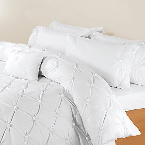 John Lewis Ruched Duvet Cover, White, Double