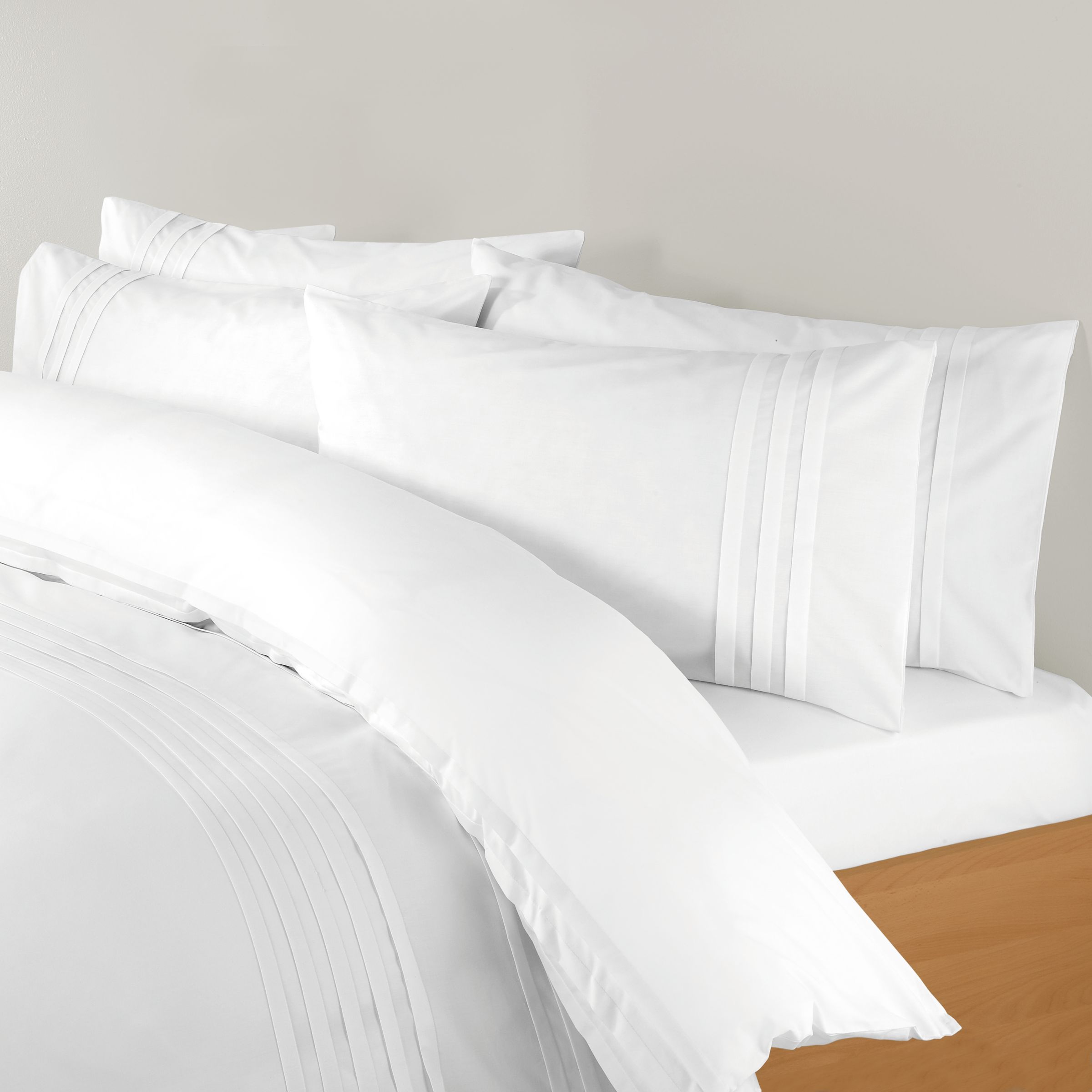 John Lewis Pintucks Duvet Cover, White, Single