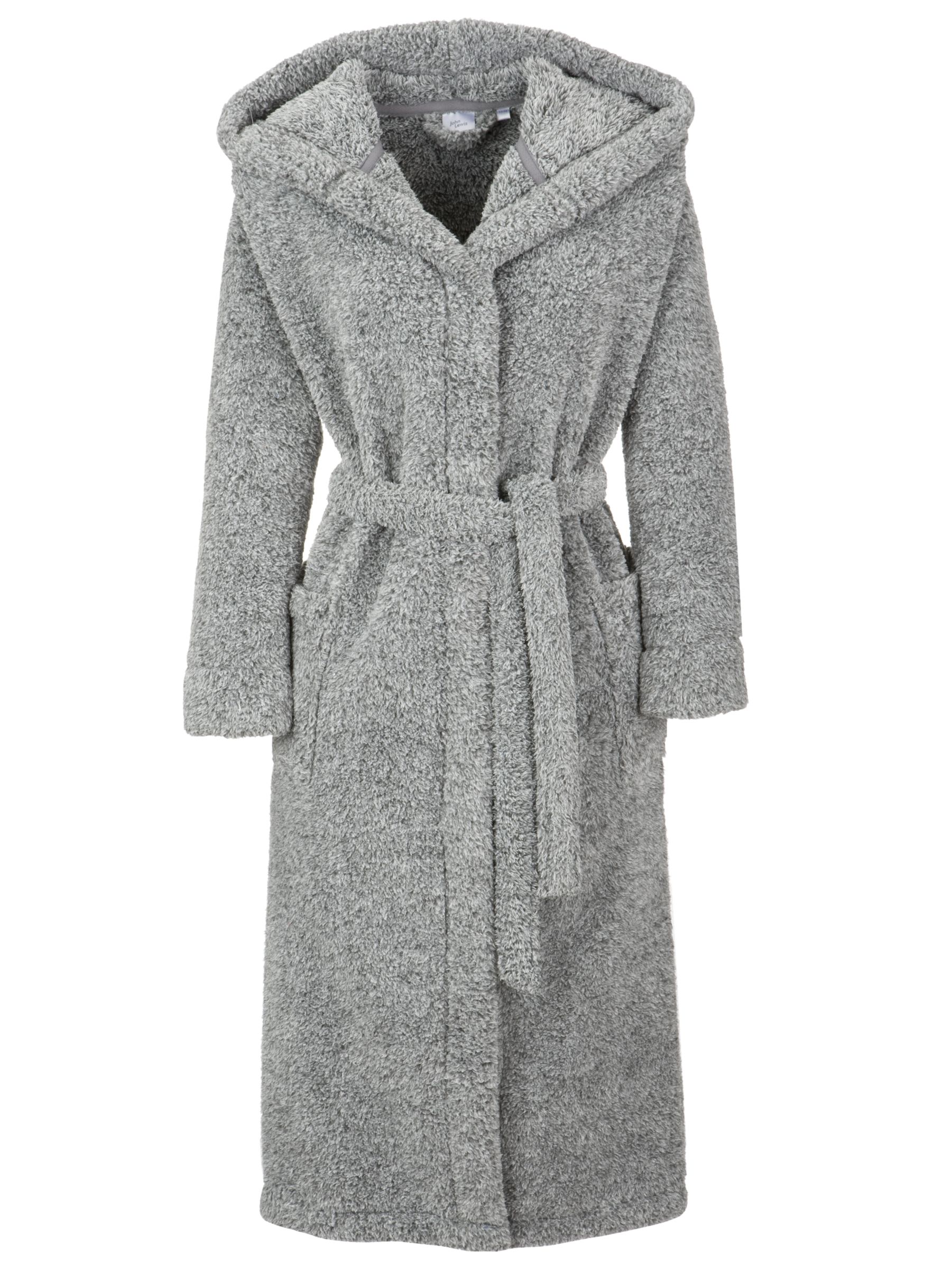 John Lewis Luxury Hooded Robe Grey Size 810