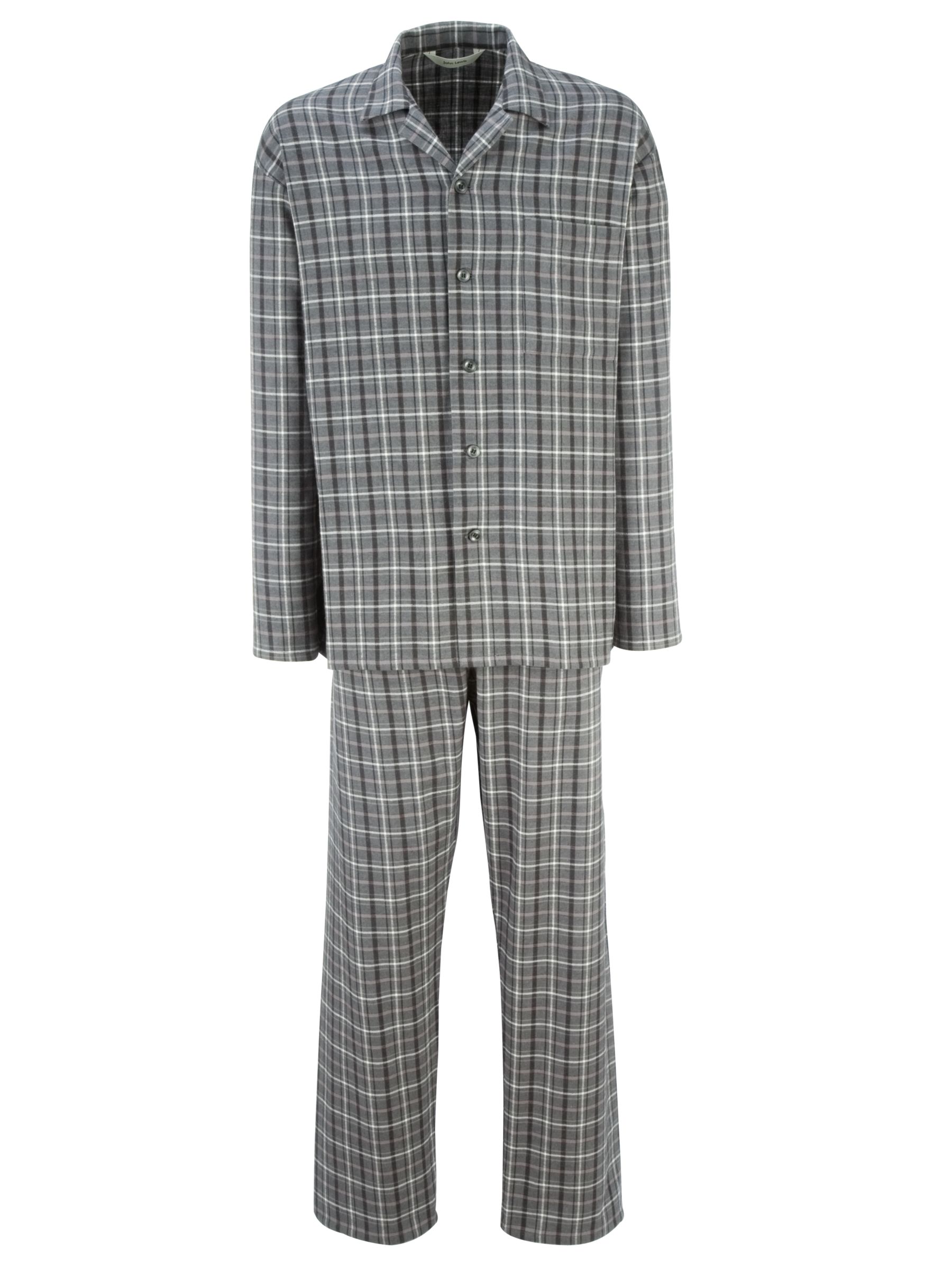 John Lewis Warm Check Pyjamas Set Grey Large
