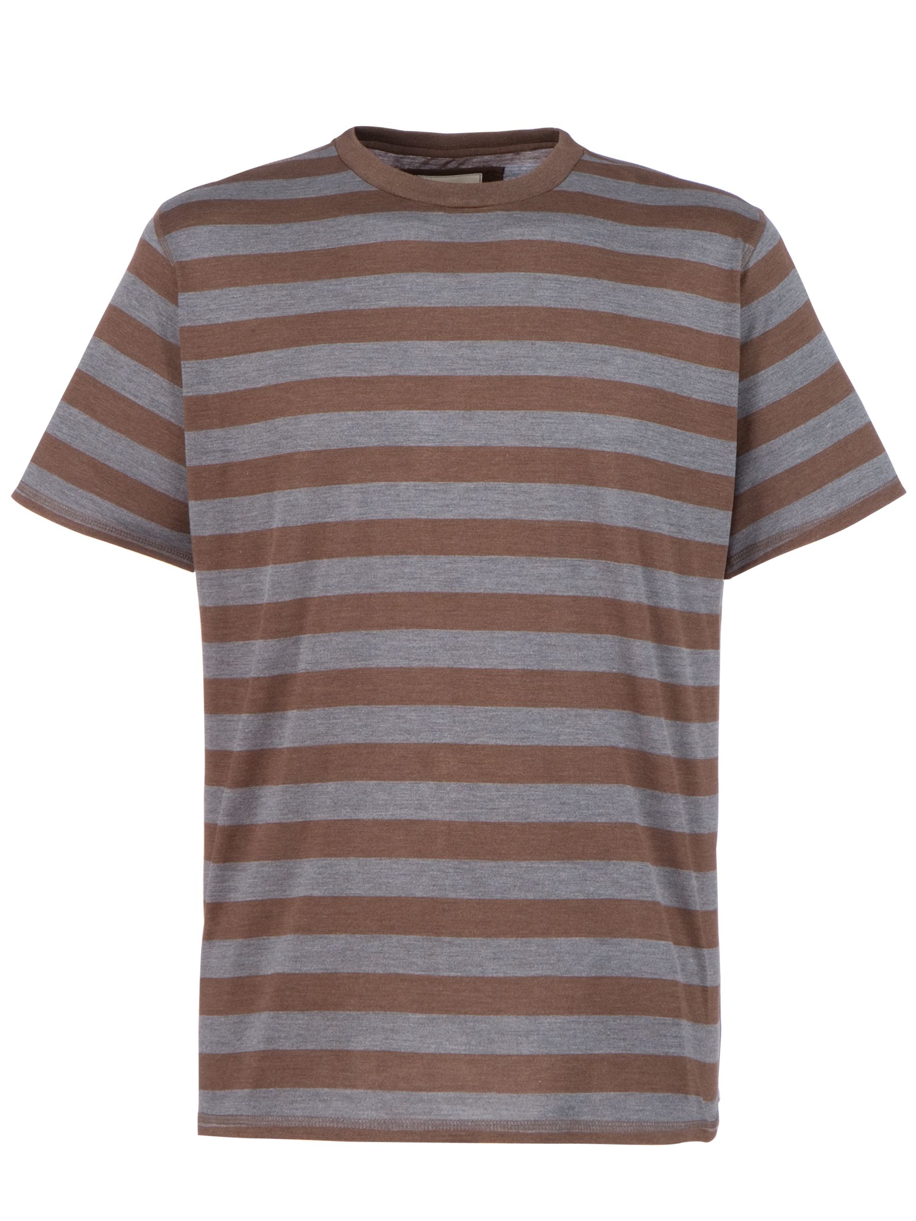 American Essentials SilkCotton Stripe TShirt BrownGrey Medium