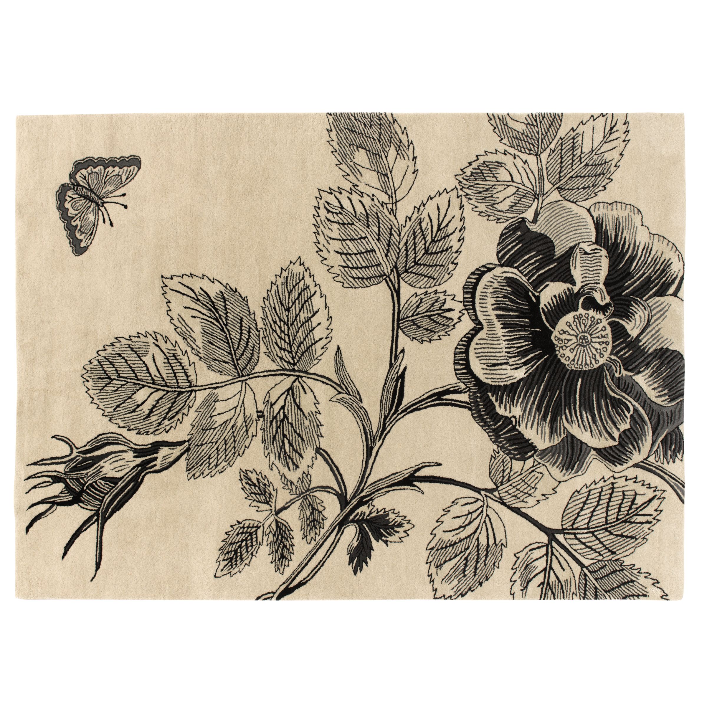 Sanderson Etchings and Roses Rug, Ivory, W120 x L180cm at John Lewis