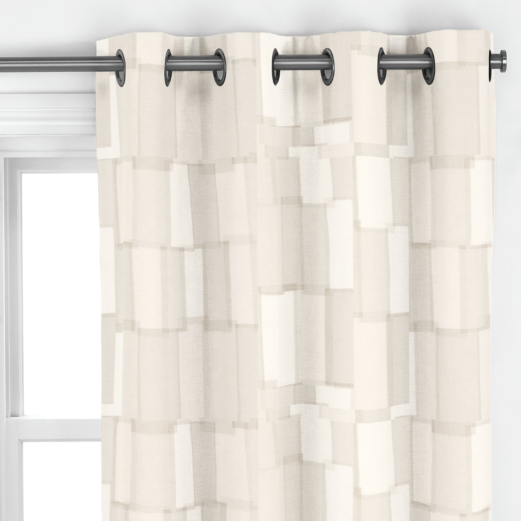 Overlapping Blocks Eyelet Curtains,