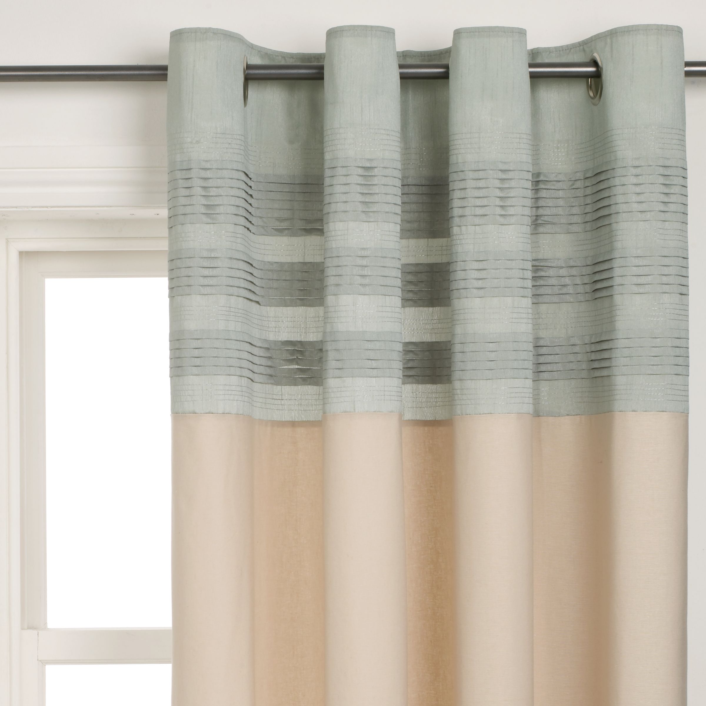 John Lewis Pleated Border Eyelet Curtains, Duck