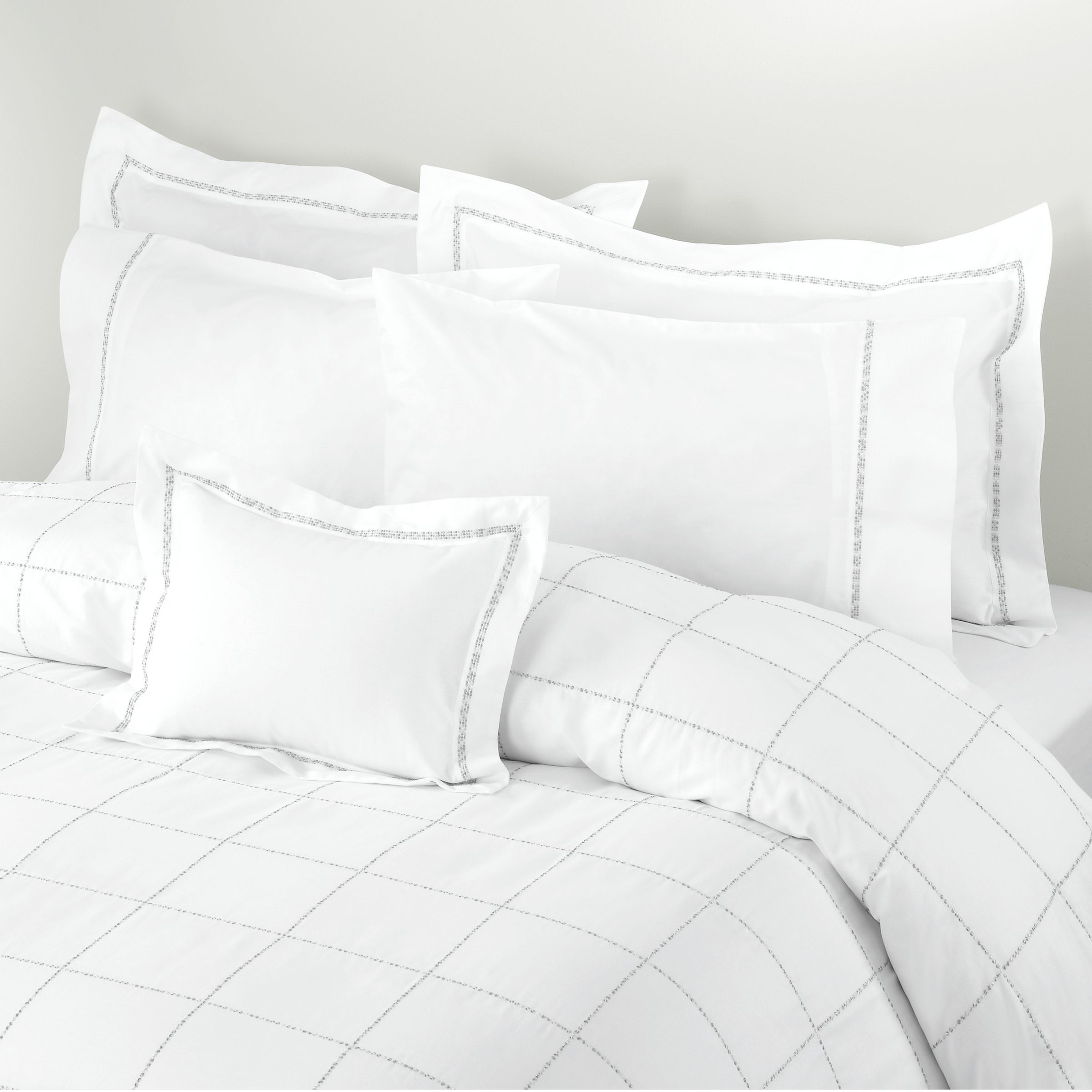John Lewis Pebble Squares Pillowcases, White